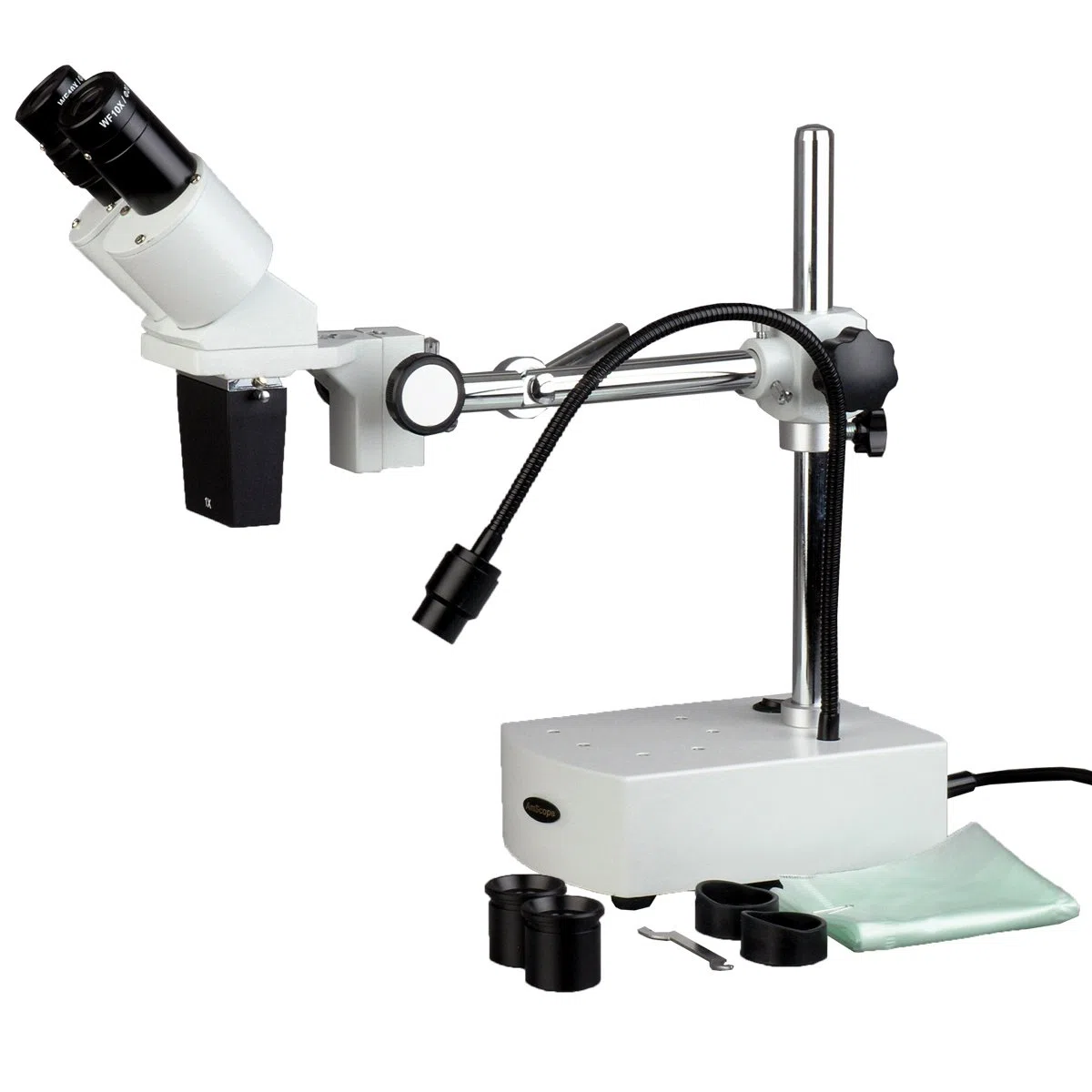 AmScope - Microscopio Binocular estéreo 10X-20X con Soporte de Brazo a Brazo, Lente Fija, luz LED Flexible de Cuello de Cisne - SE400-Z