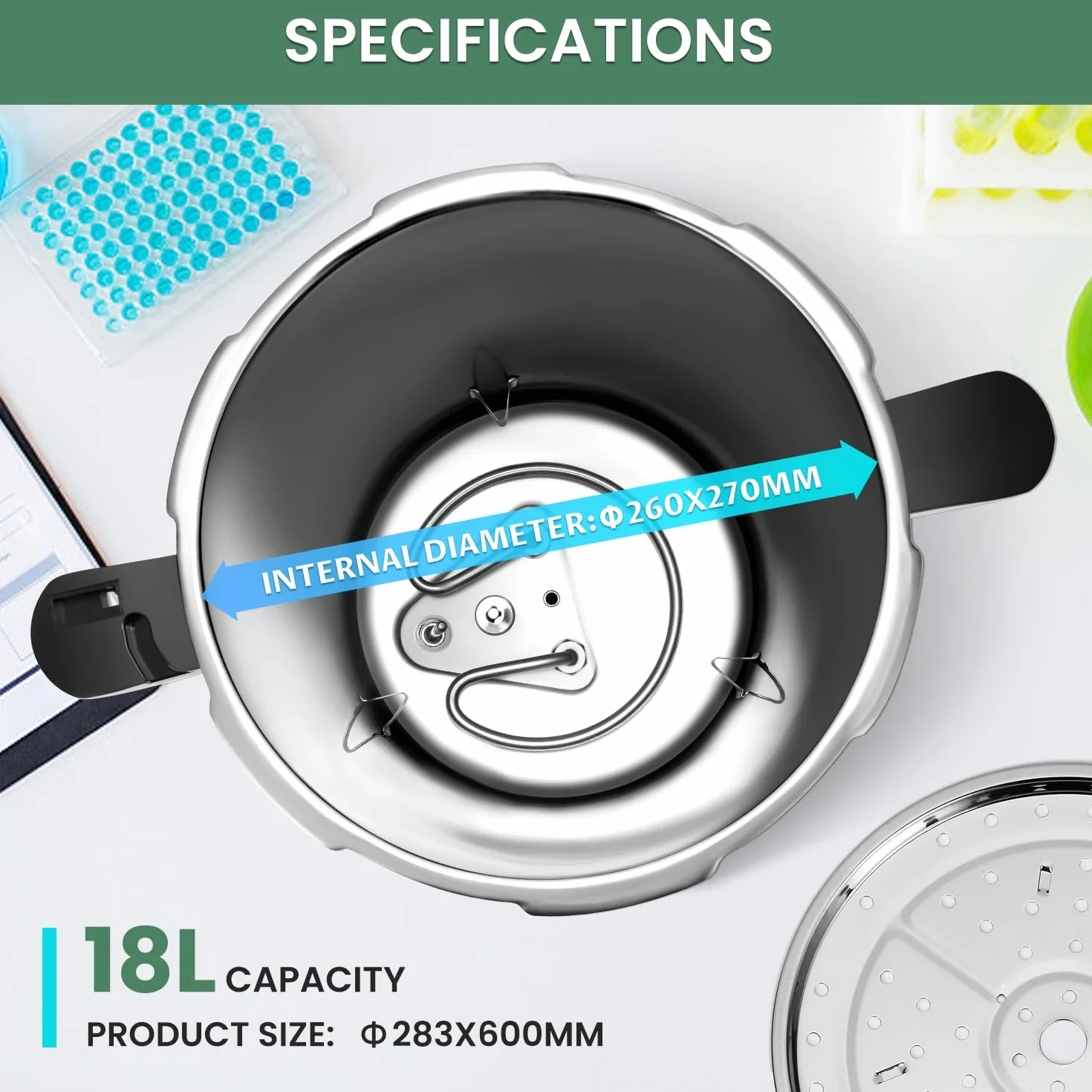 Huanyu 18L Autoclave Esterilizador Automático Autoclave de Vapor Control Inteligente Autoclaves Eléctricos de Laboratorio Esterilizador de Vapor de Alta Presión Ajustable en Temperatura y Tiempo
