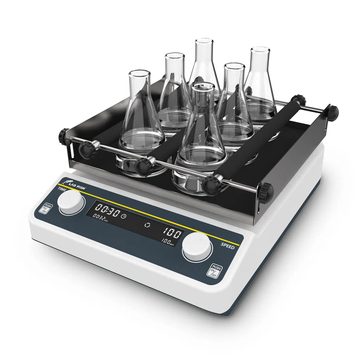 LAB FISH Agitador Orbital Digital, 40-200 RPM Agitador de Laboratorio con Temporizador, Plataforma 250x250mm, Capacidad 2KG, para Mezcla Química & Biológica, Cultivo