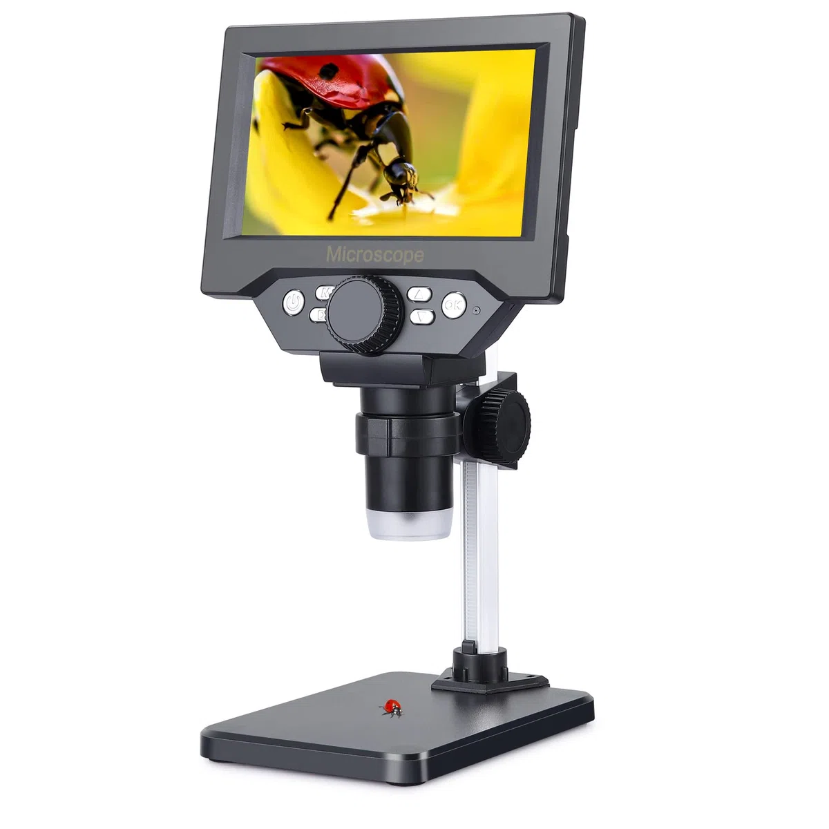 Koolertron Microscopio para Niños,5.5 Pulgadas Microscopio Profesional Digital LCD Portátile HD 1080P con 1-1000x Zoom de Aumento,8 Luces LED Ajustables,Compatible con PC Windows MacOS