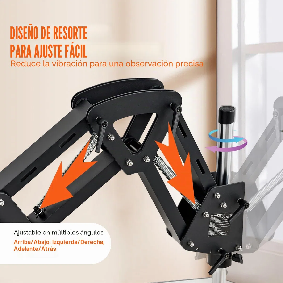 VEVOR Microscopio multidireccional con Soporte de Resorte, microscopio de joyería con Aumento de 7X-45X, Soporte para Incrustaciones de microjoyas con luz LED de Anillo USB integrada