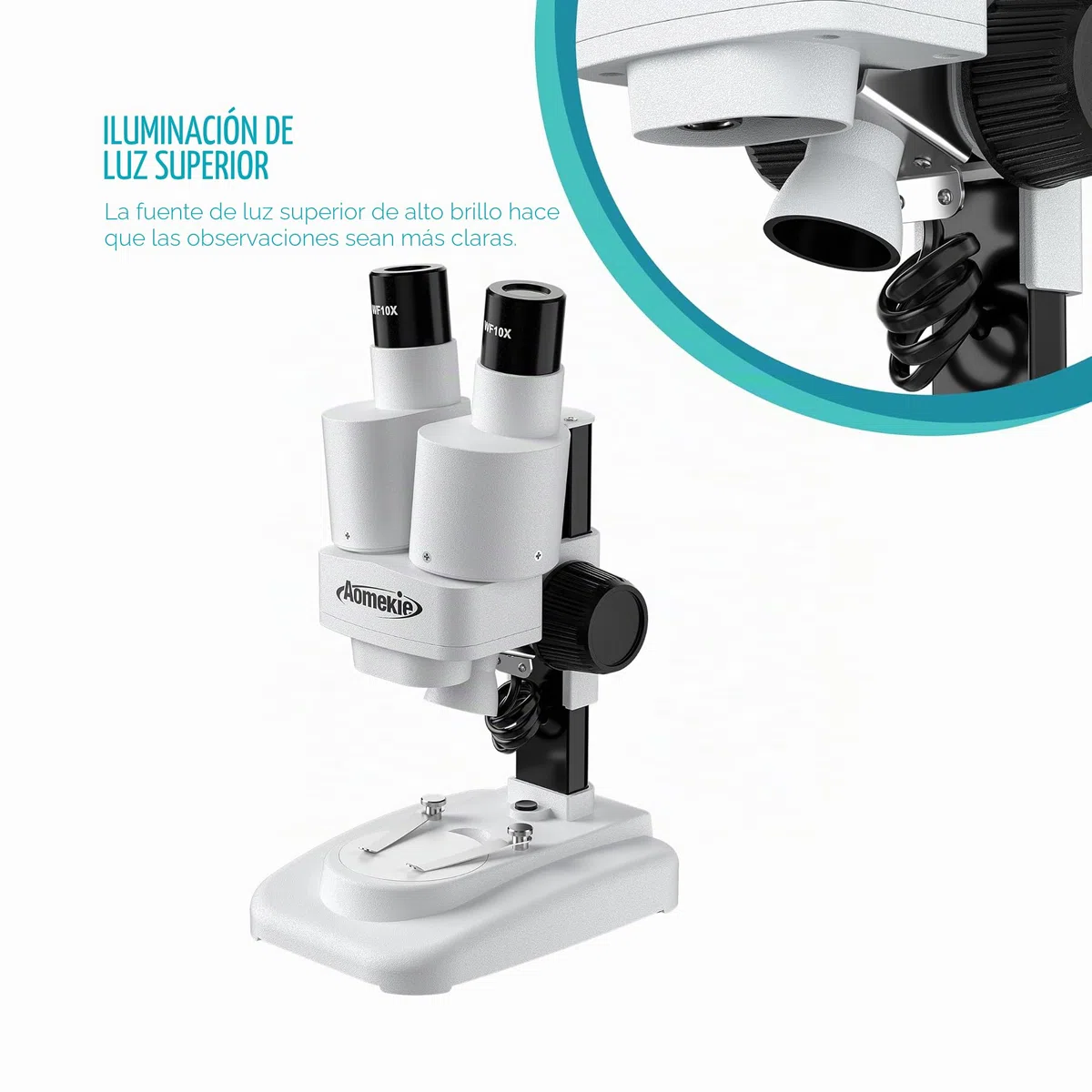 Aomekie Microscopio Estéreo 20X & 50X, Binocular de Aumento con Rodajas de Vidrio y Muestras de Minerales, para Estudiantes y Adultos