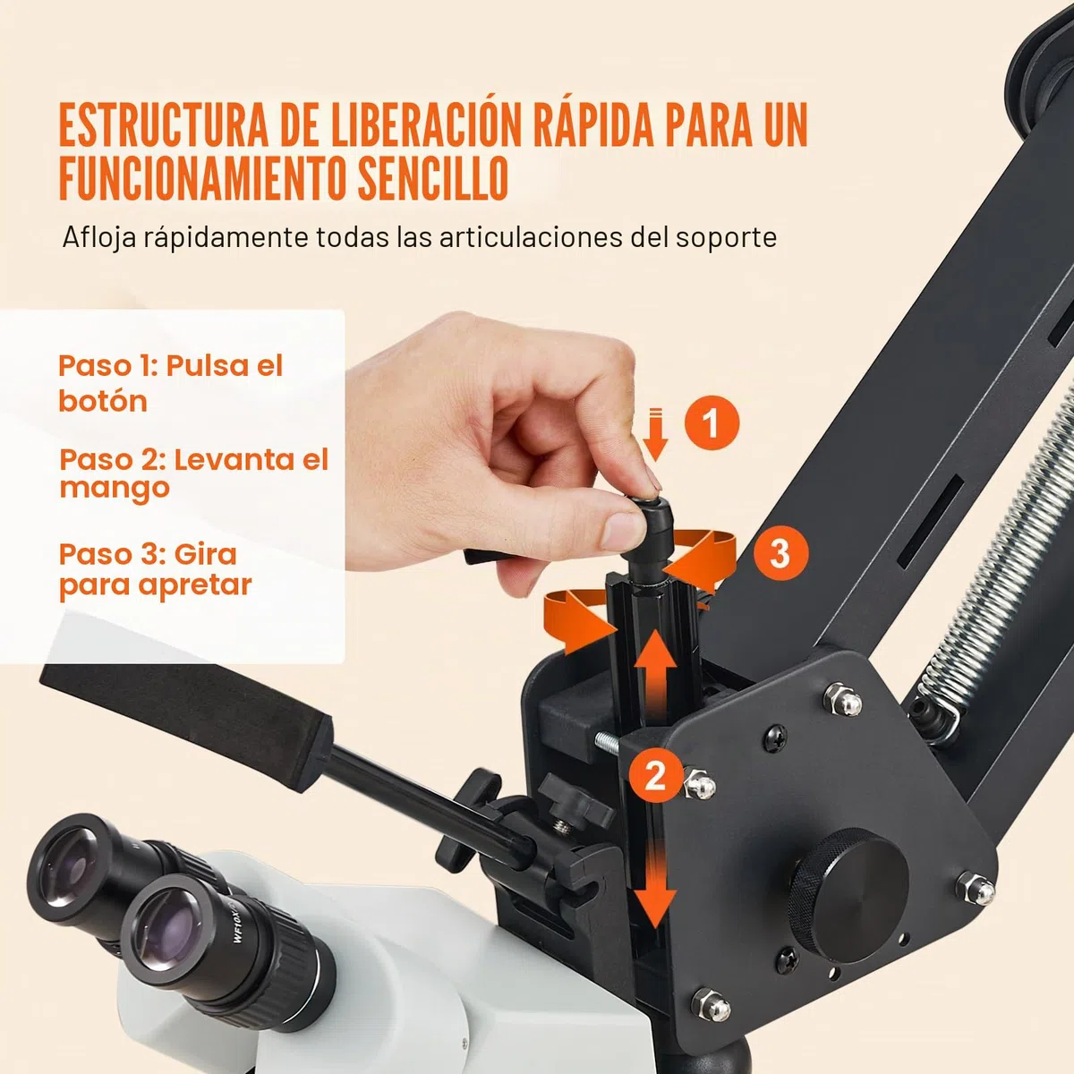 VEVOR Microscopio multidireccional con Soporte de Resorte, microscopio de joyería con Aumento de 7X-45X, Soporte para Incrustaciones de microjoyas con luz LED de Anillo USB integrada