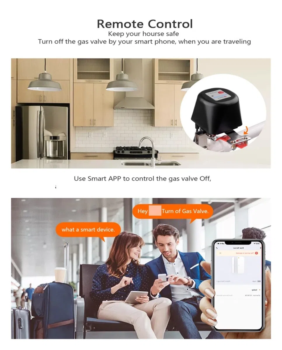 Válvula de agua inteligente Zigbee Smart Faucet interruptor de válvula de agua/Gas controlador inalámbrico Pipe Robot APP Control remoto compatible con Control inalámbrico inteligente Ambientes humani