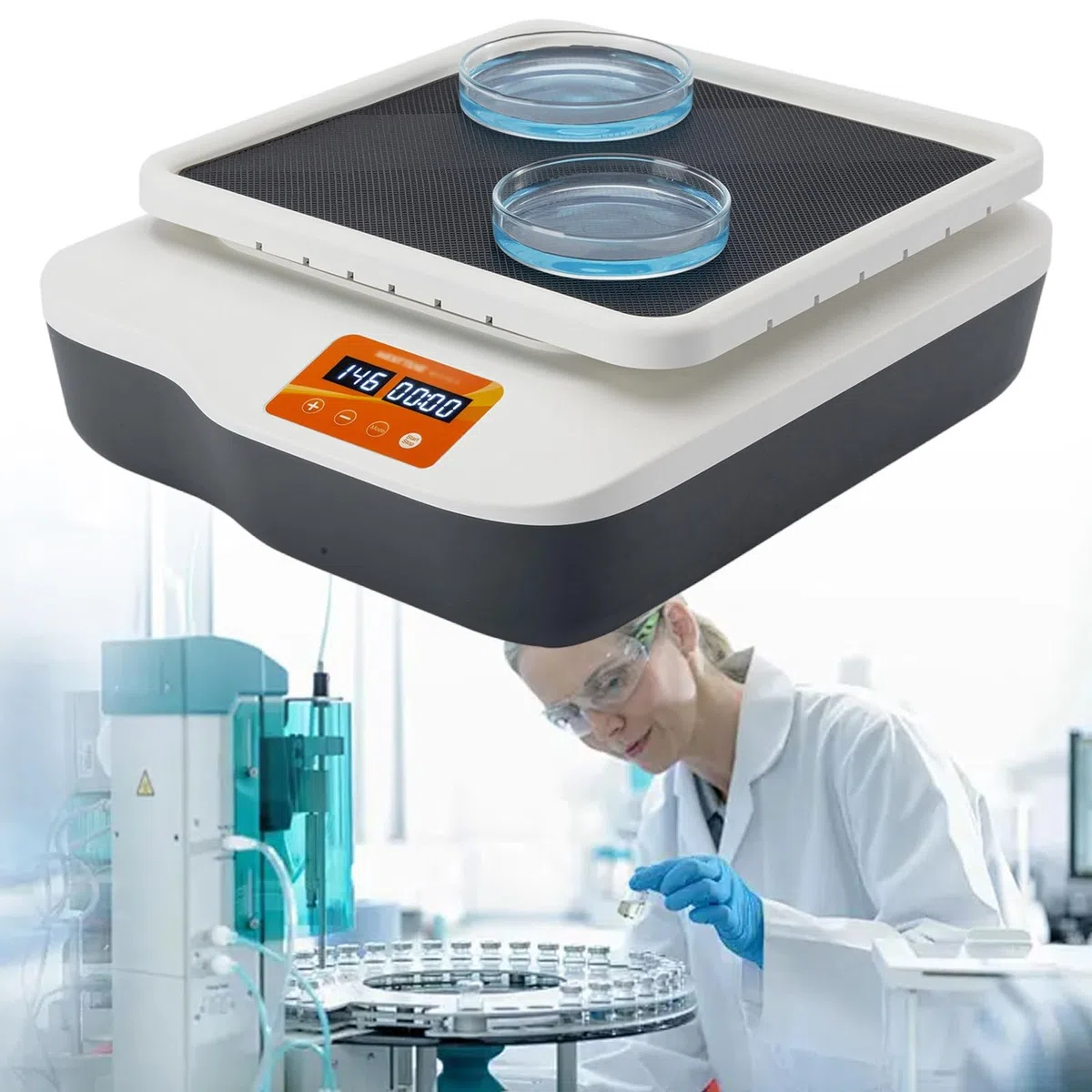 Lab Digital Orbital Shaker Mixer | 268x268mm Plate Size Adjustable Speed 40-200RPM Capacity 2KGS | Timed and Continuous Modes Rotator Shaker for Laboratory