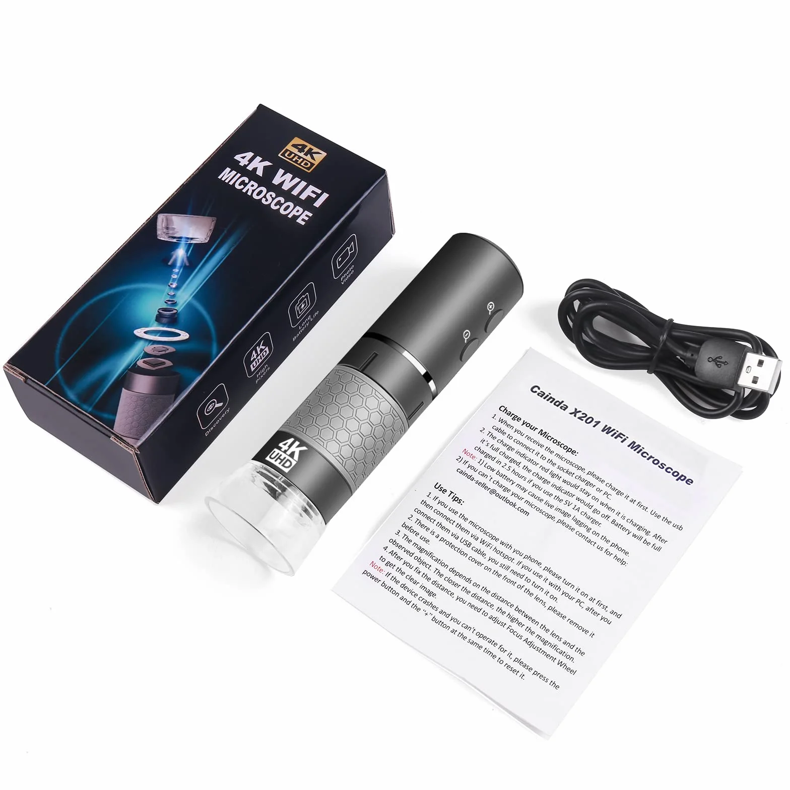 CáMara Digital Microscope 4k WiFi para iPhone, Android Phone Y Windows Mac Pc, 3840x2160p, Microscopo De Mano InaláMbrico, Microscope PortáTil, para Adultos Y NiñOs