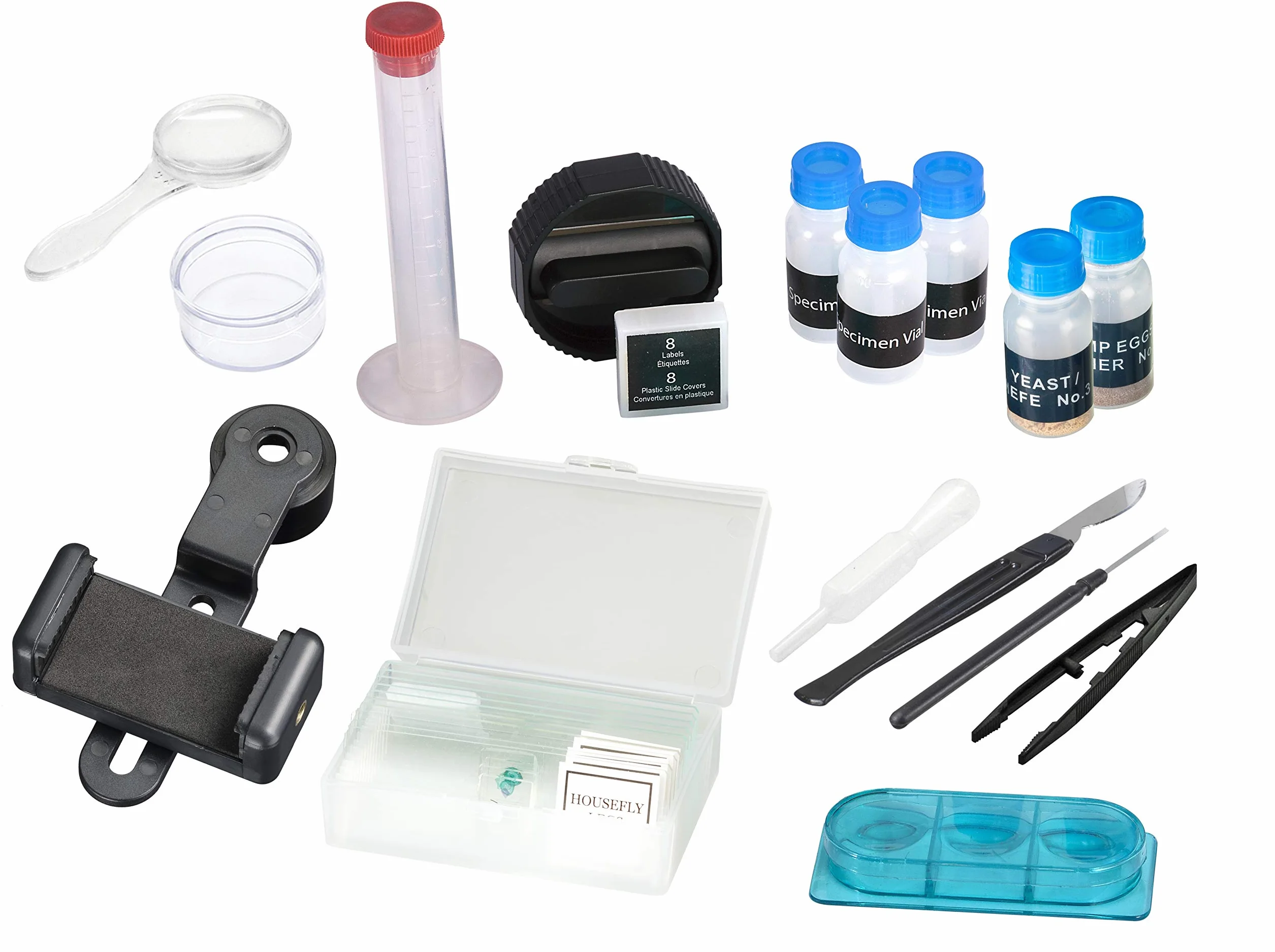 National Geographic Microscopio 40x-800x con Soporte para cámara de Smartphone y Accesorios para un fácil Inicio en el microscosmos