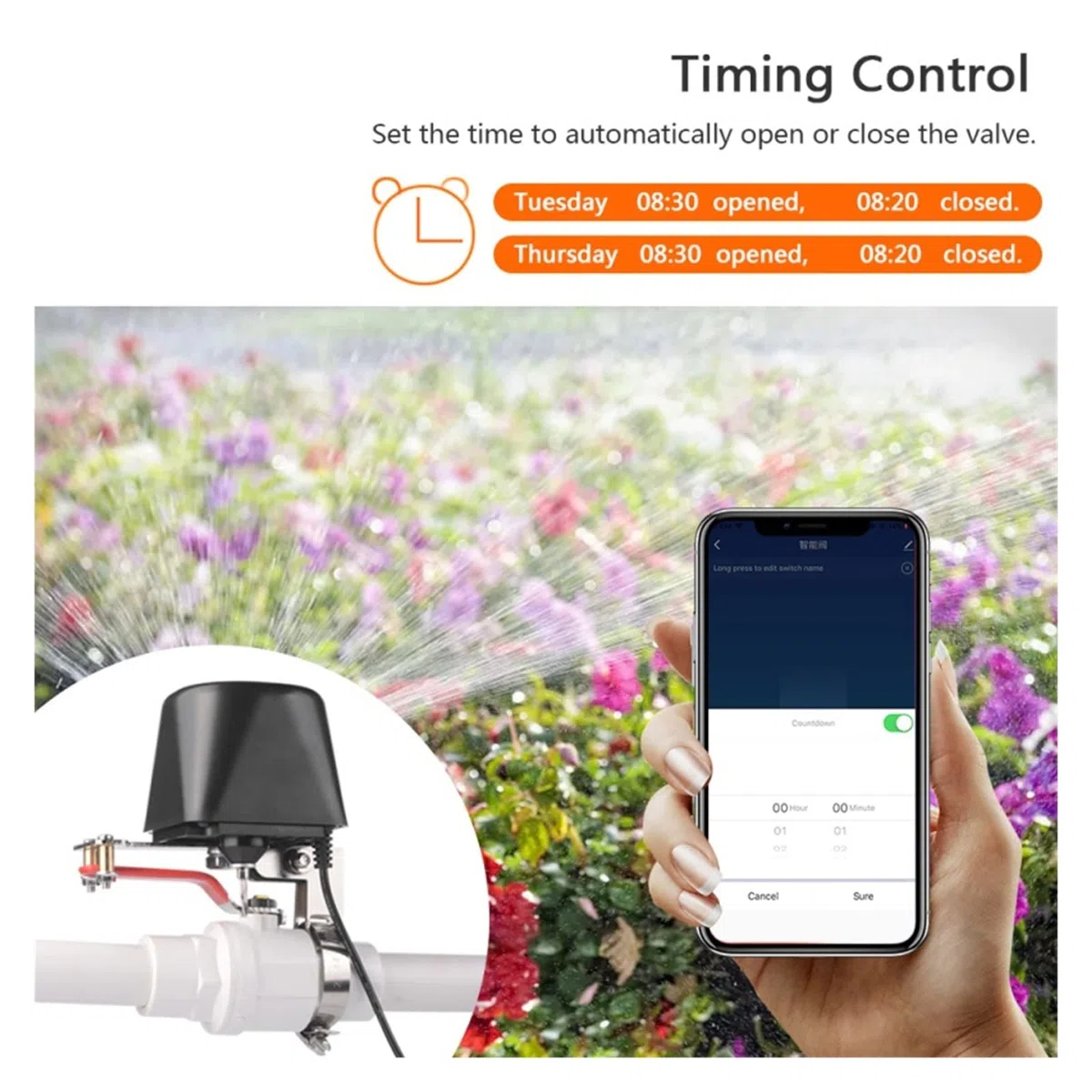 Válvula de agua inteligente Zigbee Smart Faucet interruptor de válvula de agua/Gas controlador inalámbrico Pipe Robot APP Control remoto compatible con Control inalámbrico inteligente Ambientes humani