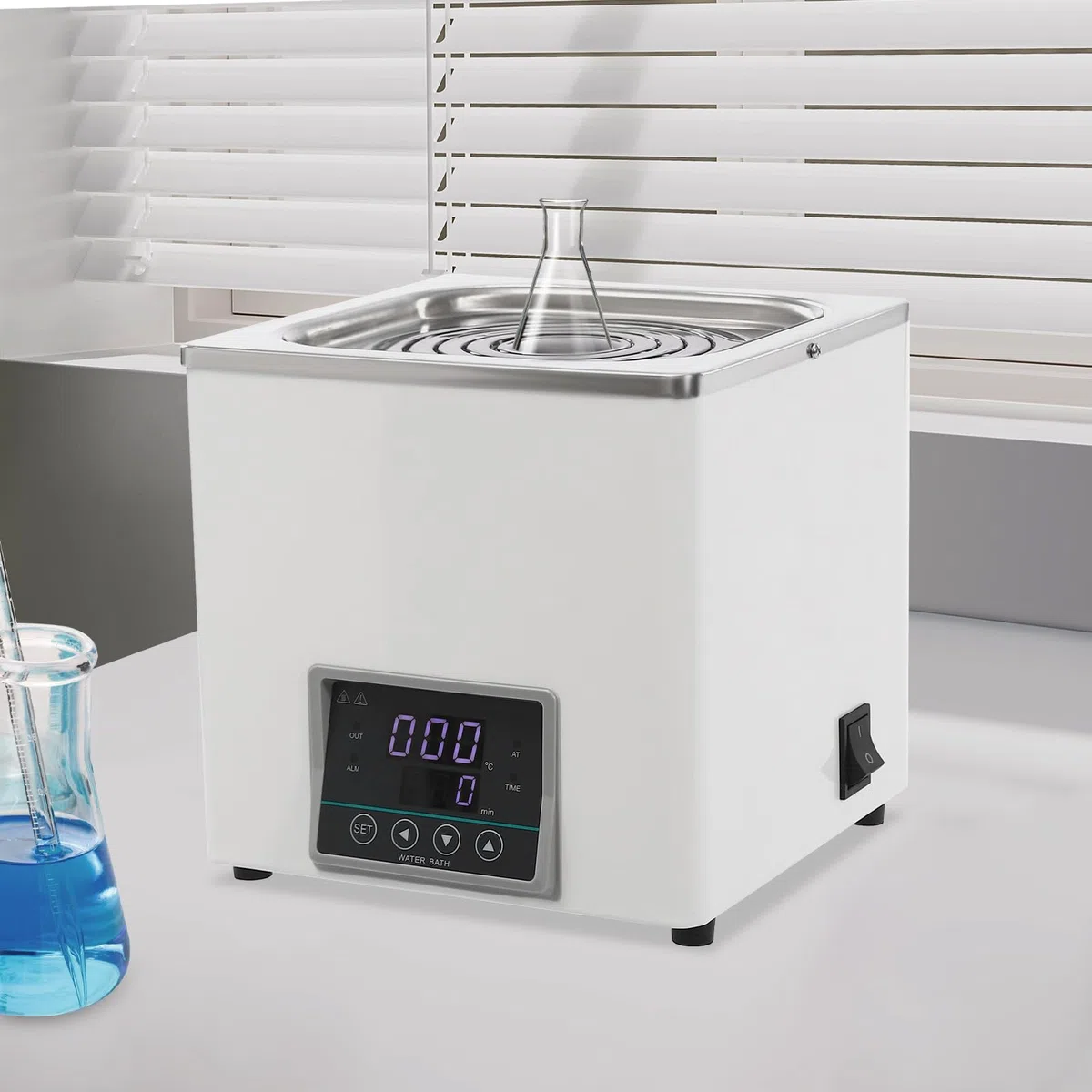 Calefactor de baño maría, regulador de temperatura, recipiente de acero inoxidable, placa de calentamiento al baño maría, capacidad 3 l, 220 V, 300 W, para experimentos químicos