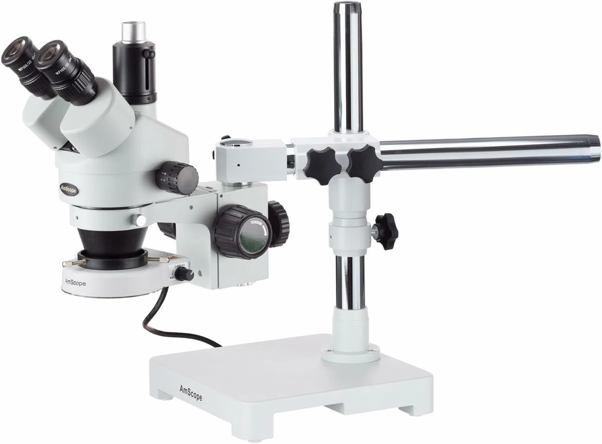 AmScope SM-3TX-80S de 3.5X-45X de zoom trinocular microscopio est-reo con soporte Boom