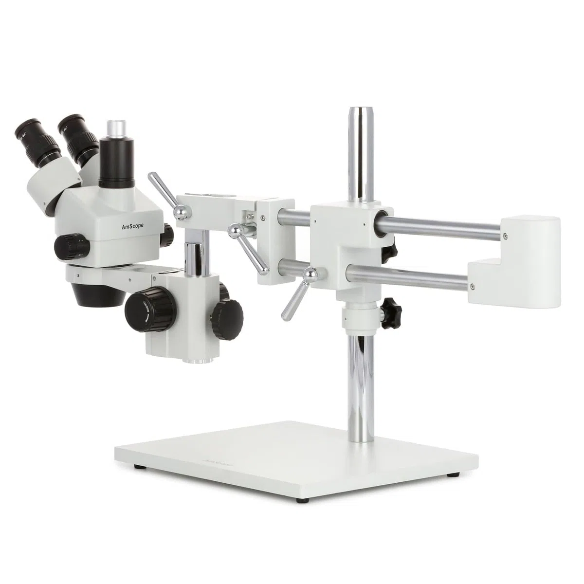 Microscopio AmScope SM-4Tcon zoom trinocular profesional, lentes WH10x, aumento de 7X-45X, objetivo con zoom de 0,7X-4,5X, iluminación ambiental, soporte con dos brazos estilo jirafa