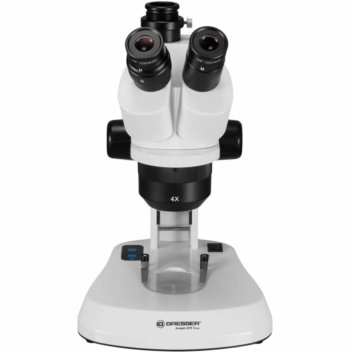 Bresser Microscopio estereoscópico trinocular Analyth STR Trino 10x - 40x con luz LED Regulable separada y asa de Transporte para Uso móvil