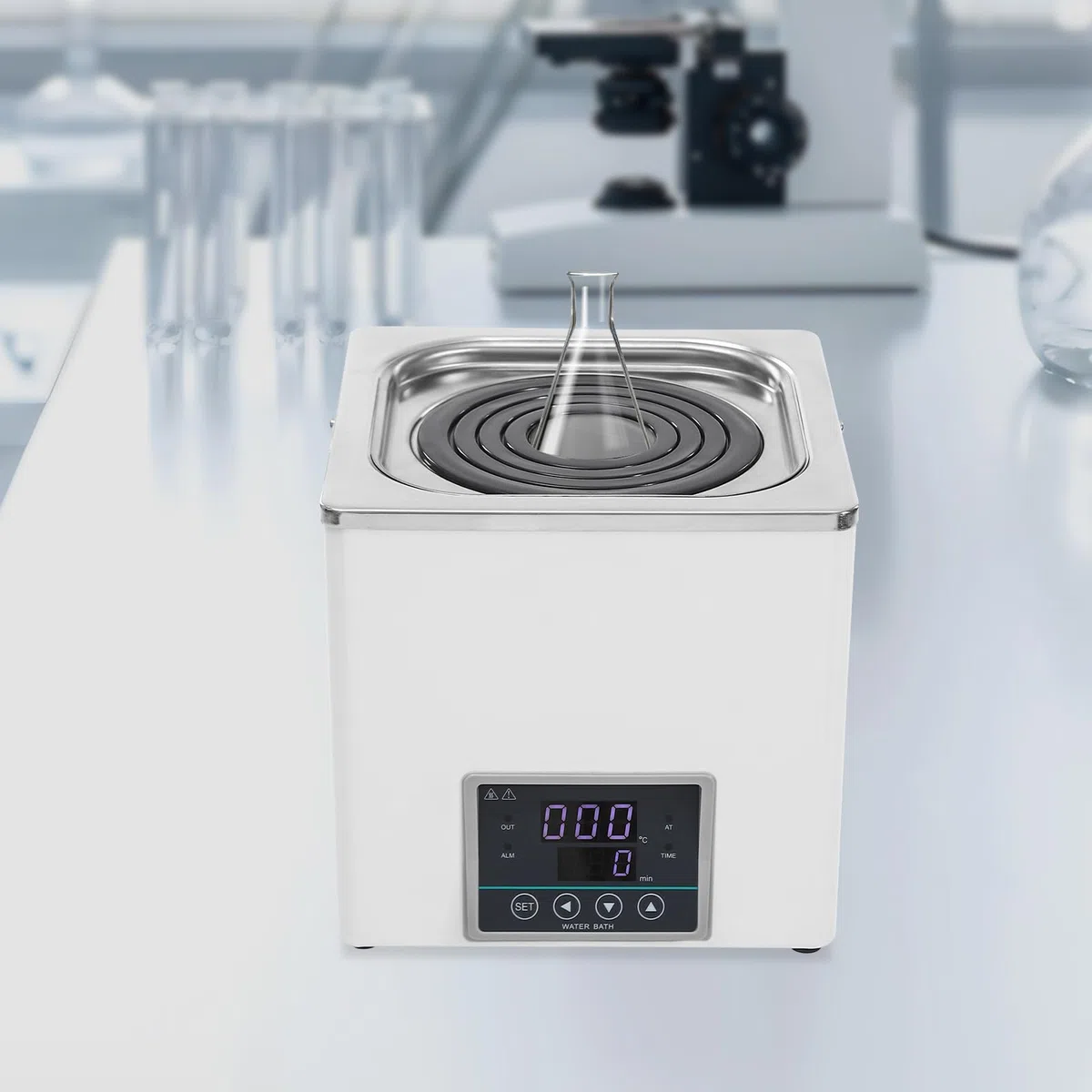 Calefactor de baño maría, regulador de temperatura, recipiente de acero inoxidable, placa de calentamiento al baño maría, capacidad 3 l, 220 V, 300 W, para experimentos químicos