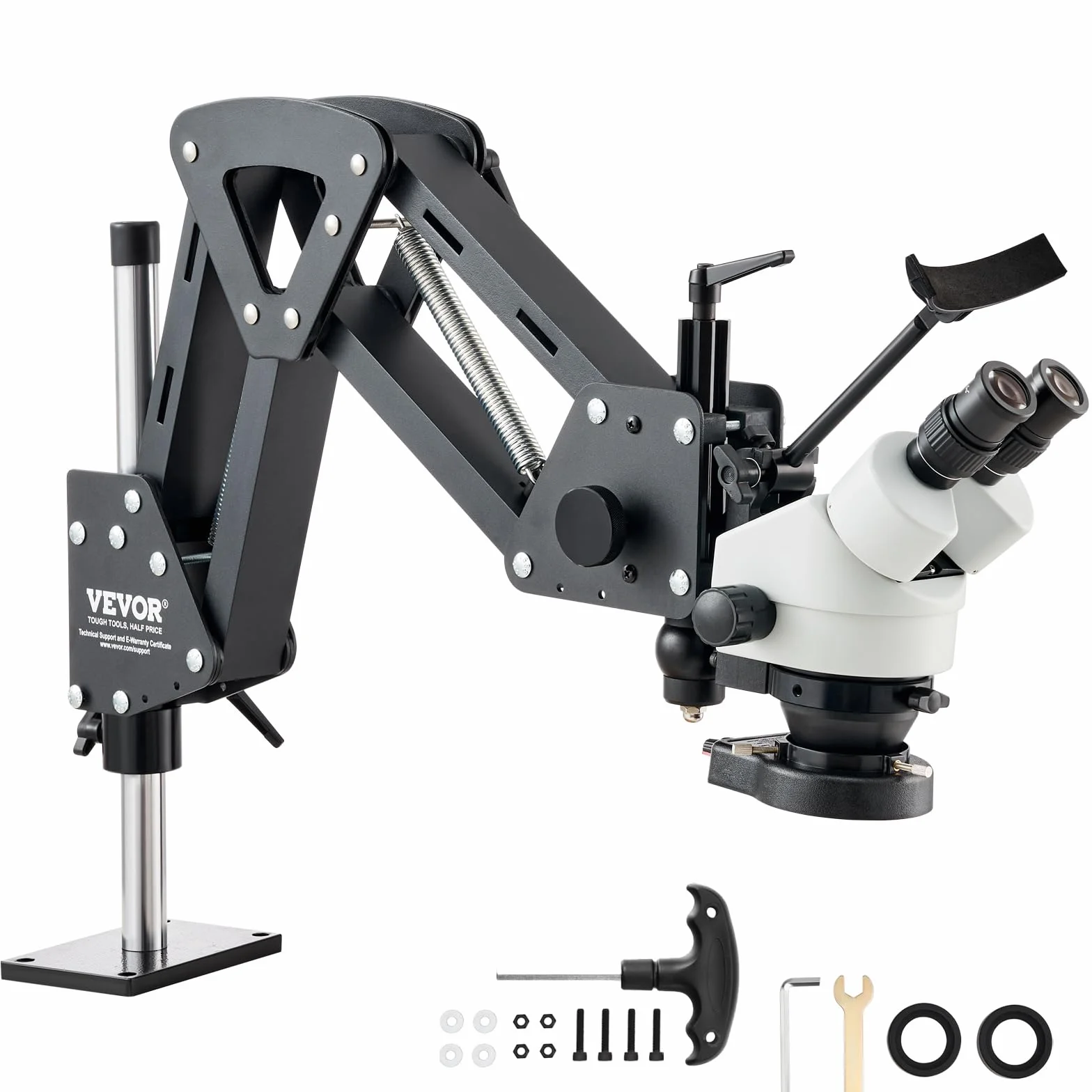 VEVOR Microscopio multidireccional con Soporte de Resorte, microscopio de joyería con Aumento de 7X-45X, Soporte para Incrustaciones de microjoyas con luz LED de Anillo USB integrada