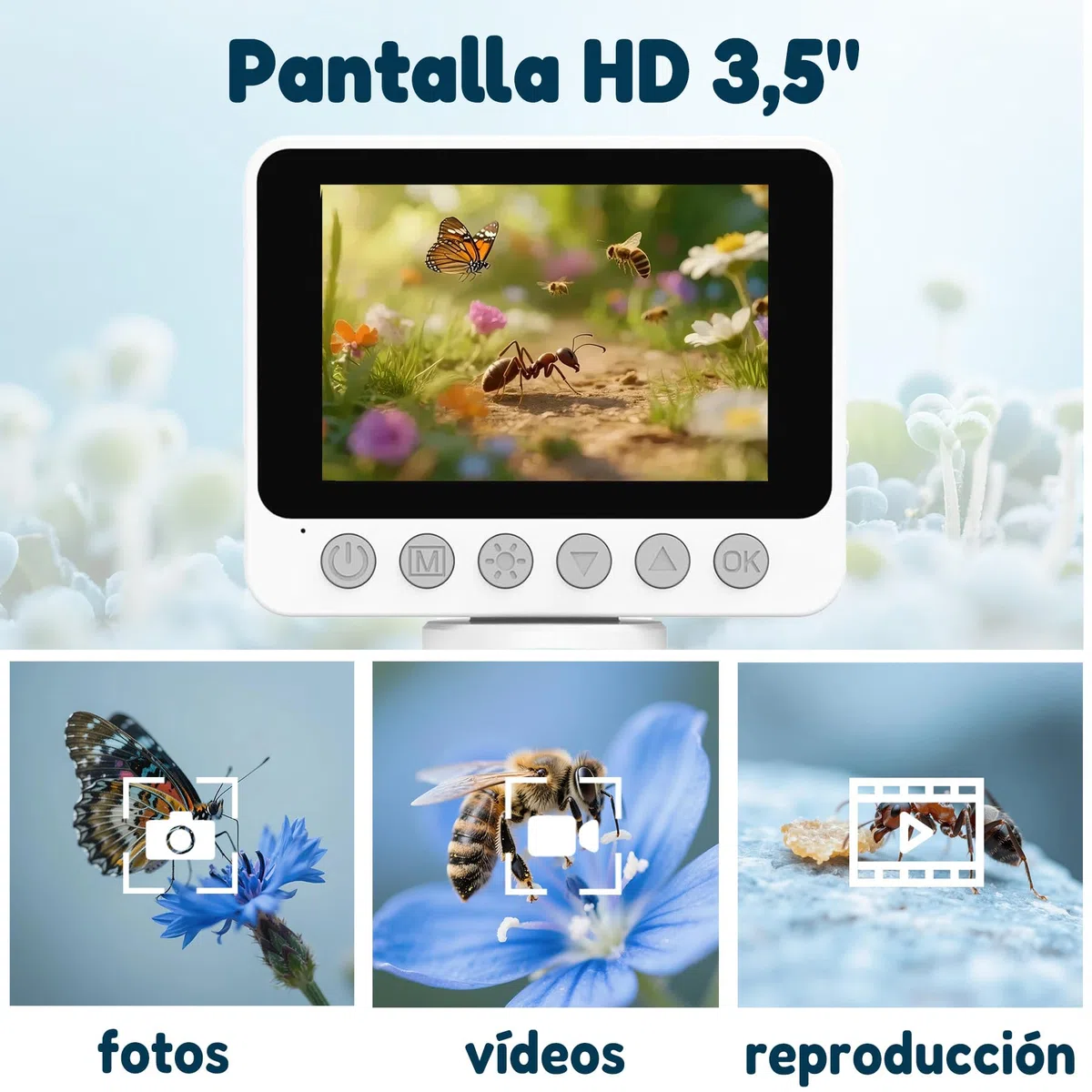 Microscopio para Niños, Principiantes y Adultos,Microscopio Infantil Portátil Que Puede Hacer Fotos y Vídeos,Experimentos para Niños a Partir de 6 Años,Regalo Infantil Ideal,con Tarjeta SD