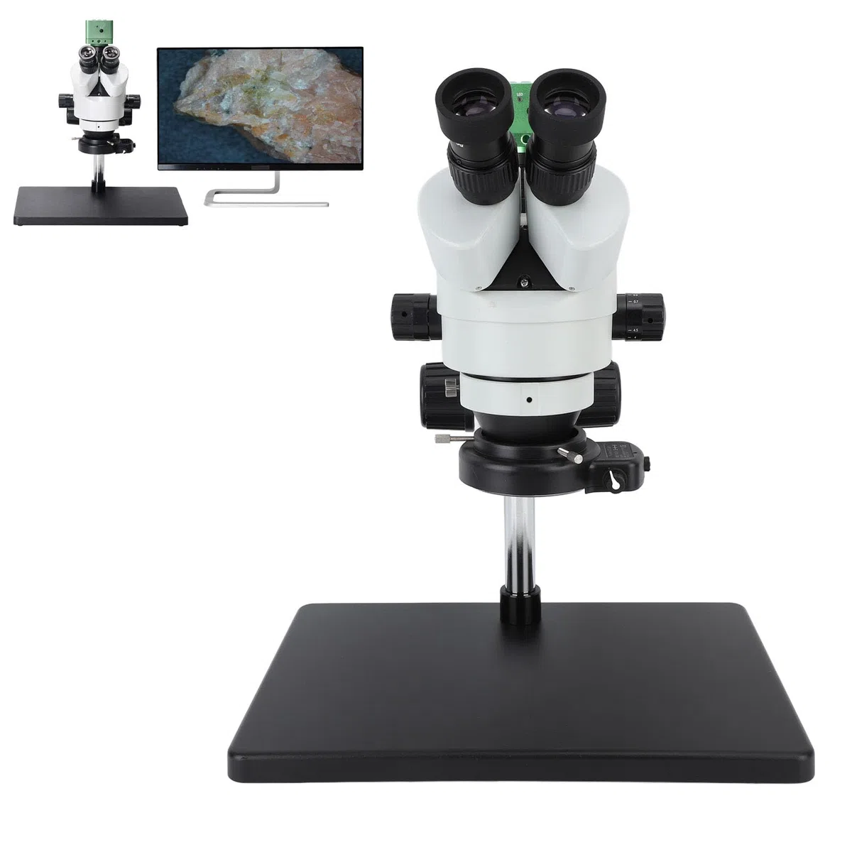 Microscopio Trinocular, Cámara de Microscopio Zoom Digital 7X 41MP 1080P AC100-240V 7X a 45x USB Aleación de Aluminio con Luz LED para Joyería (Enchufe de la UE)