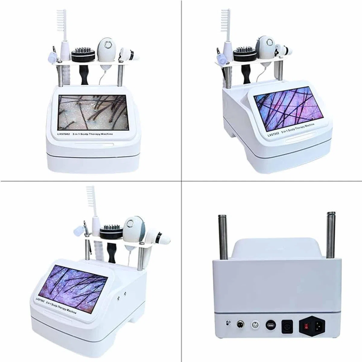 Detector De Cuero Cabelludo 10 Pulgadas,Equipo 5 En 1 para Masaje Capilar,Análisis De Piel Y Grasa,Analizador Capilar para Diagnóstico De Piel con 5 Asas,para Pérdida De Cabello,Humedad