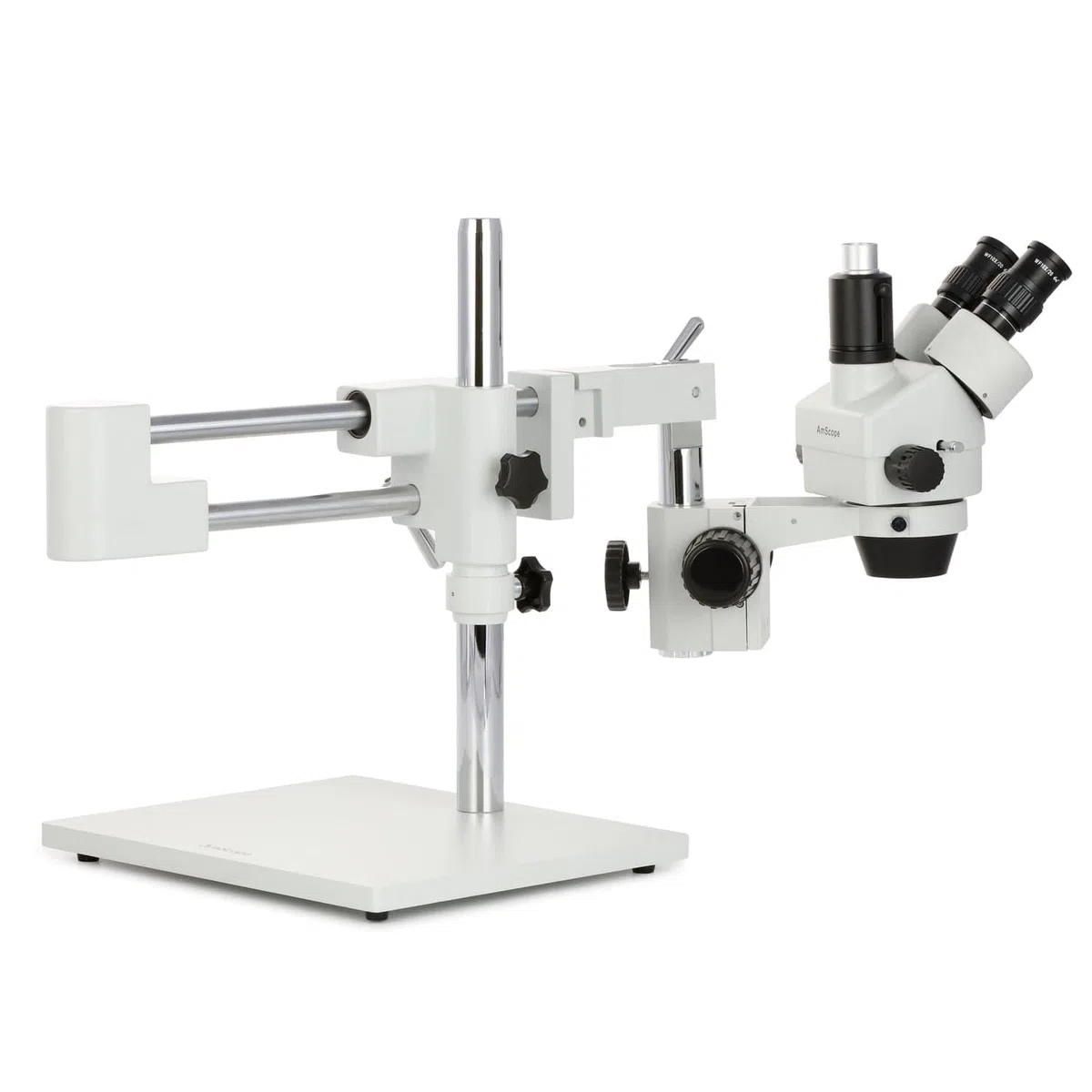 Microscopio AmScope SM-4Tcon zoom trinocular profesional, lentes WH10x, aumento de 7X-45X, objetivo con zoom de 0,7X-4,5X, iluminación ambiental, soporte con dos brazos estilo jirafa