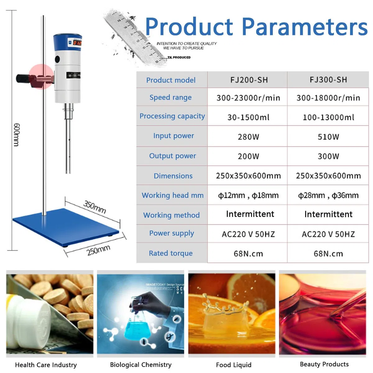 Homogeneizador eléctrico, emulsionador dispersor, Pantalla Digital, Mezclador de Alto cizallamiento para Tratamiento de Agua. FJ300-SH