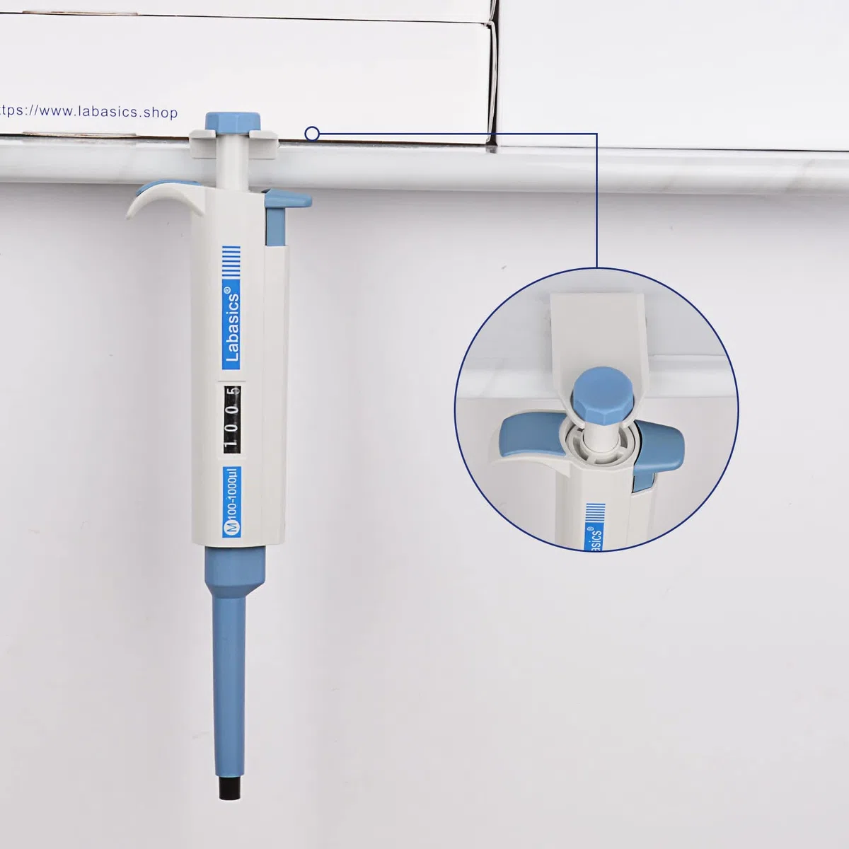 Labasics Pipetas Monocanal, Pipeta Manual de Micropipeta de Volumen Variable Ajustable con Cono de Punta Reemplazable para Investigación de Laboratorio, 100-1000 µL
