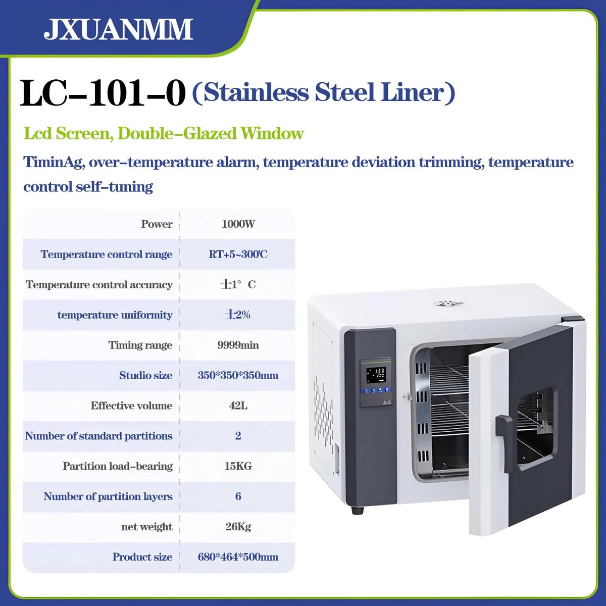 Horno de secado de laboratorio, horno de secado de convección forzada de laboratorio, horno de secado rápido de temperatura constante con calefacción eléctrica,Stainlesssteelinnerliner-42L