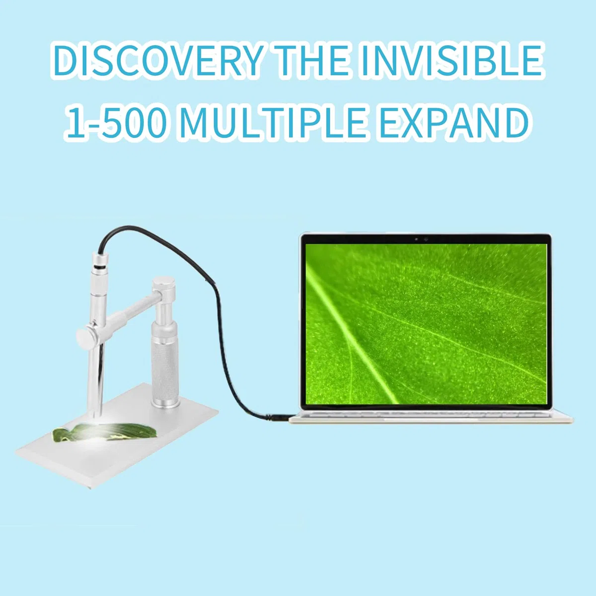 Microscopio digital, Lápiz metálico, USB Microscopio, Endoscopio, Conector USB, Microscopio digital USB, Lupa, Soporte para cámara, Cámara web, Lupa, PC Mac Compatible LED Light Metal Stand