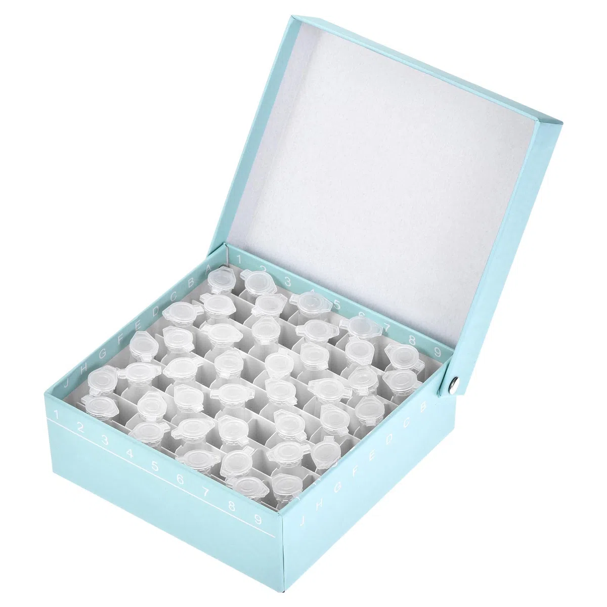 sourcing map Caja de almacenamiento para congelador de tubos de centrífuga 81 lugares de cartón impermeable soporte criogénico para tubos de microcentrífuga de 1,8/2 ml, juego 4 en 1