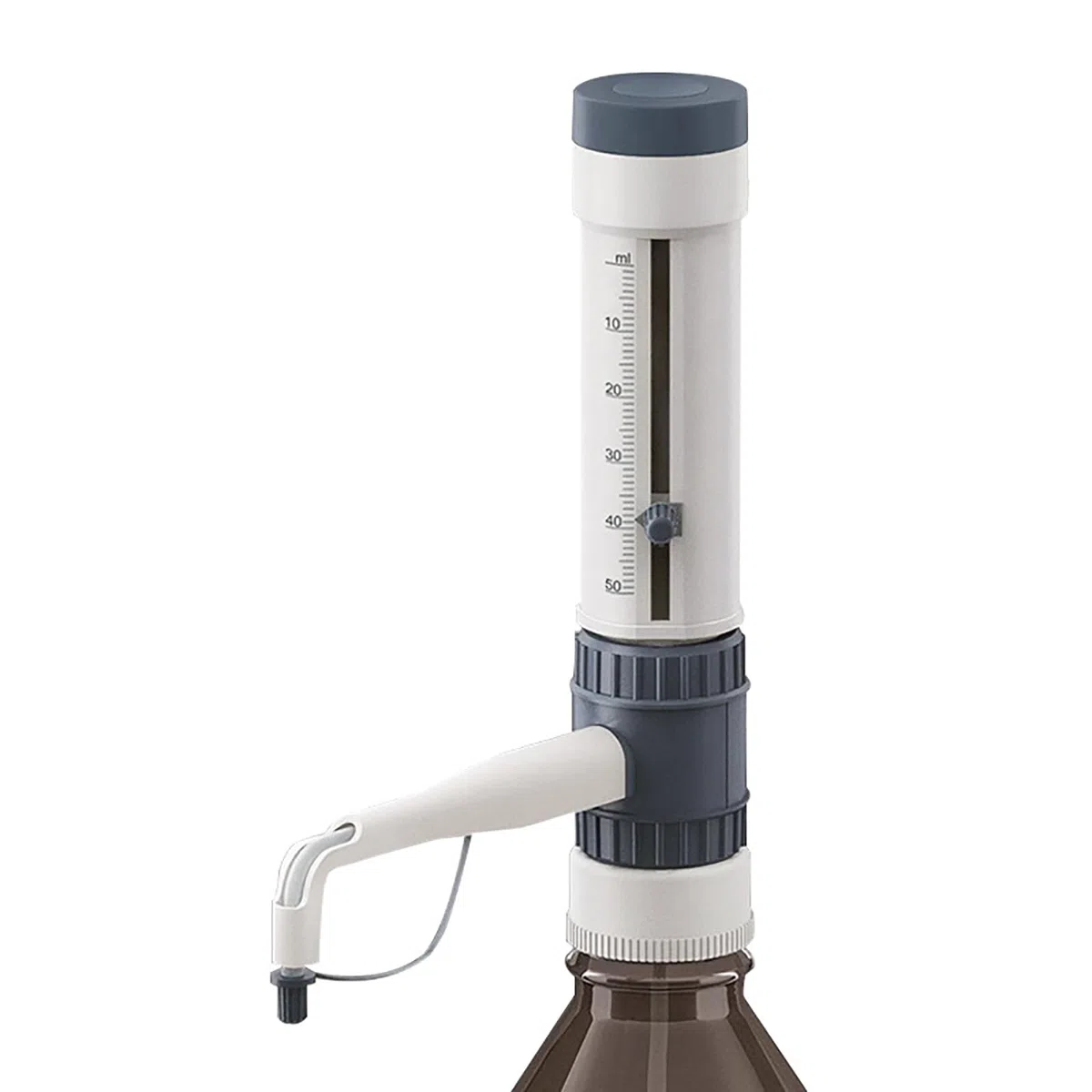 Equipo de dispensación de líquido de laboratorio, dispensador de botellas de adición de líquido cuantitativo de laboratorio de 0,5 a 50 ml con adaptador de boca de 5 botellas y diseño de escala de