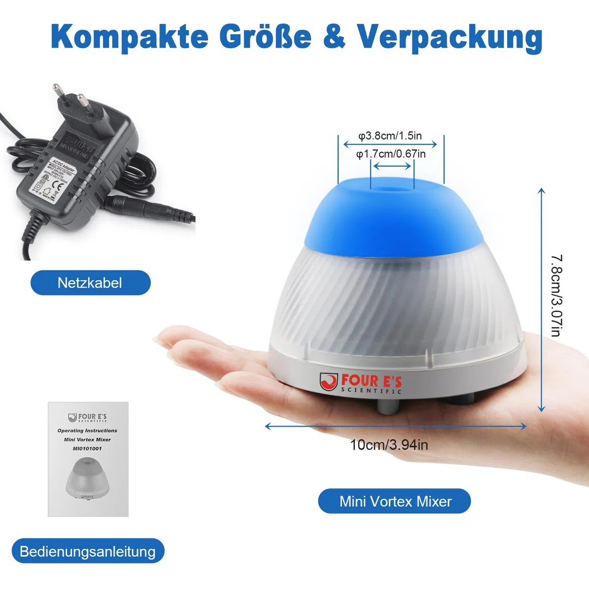 Mezclador Vórtex Mini Agitador Vórtex de Velocidad fija Vortex Mixer Mezcladores Vorticiales enchufe EU Órbita 5,5mm 5000rpm