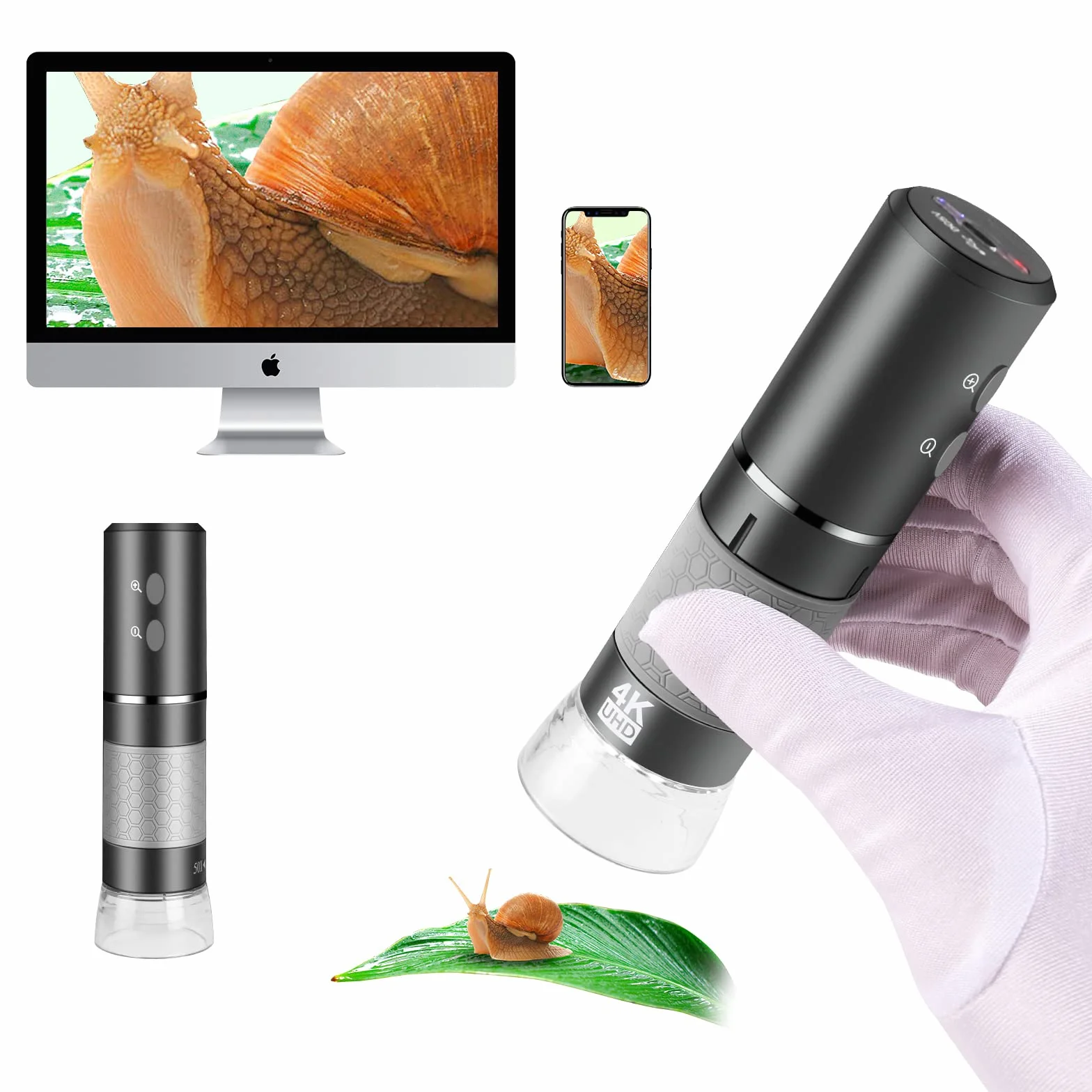 CáMara Digital Microscope 4k WiFi para iPhone, Android Phone Y Windows Mac Pc, 3840x2160p, Microscopo De Mano InaláMbrico, Microscope PortáTil, para Adultos Y NiñOs