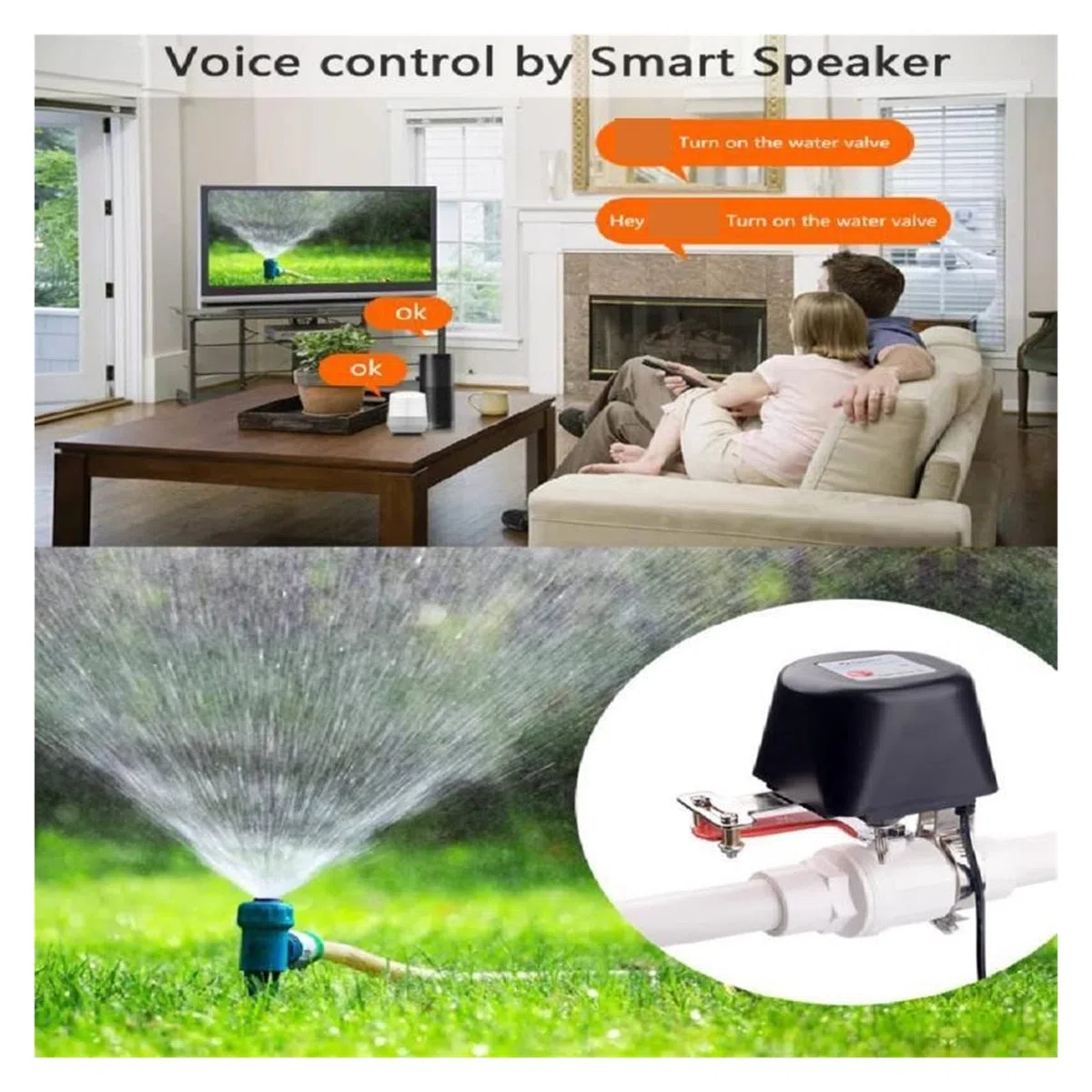 Válvula de agua inteligente Zigbee Smart Faucet interruptor de válvula de agua/Gas controlador inalámbrico Pipe Robot APP Control remoto compatible con Control inalámbrico inteligente Ambientes humani