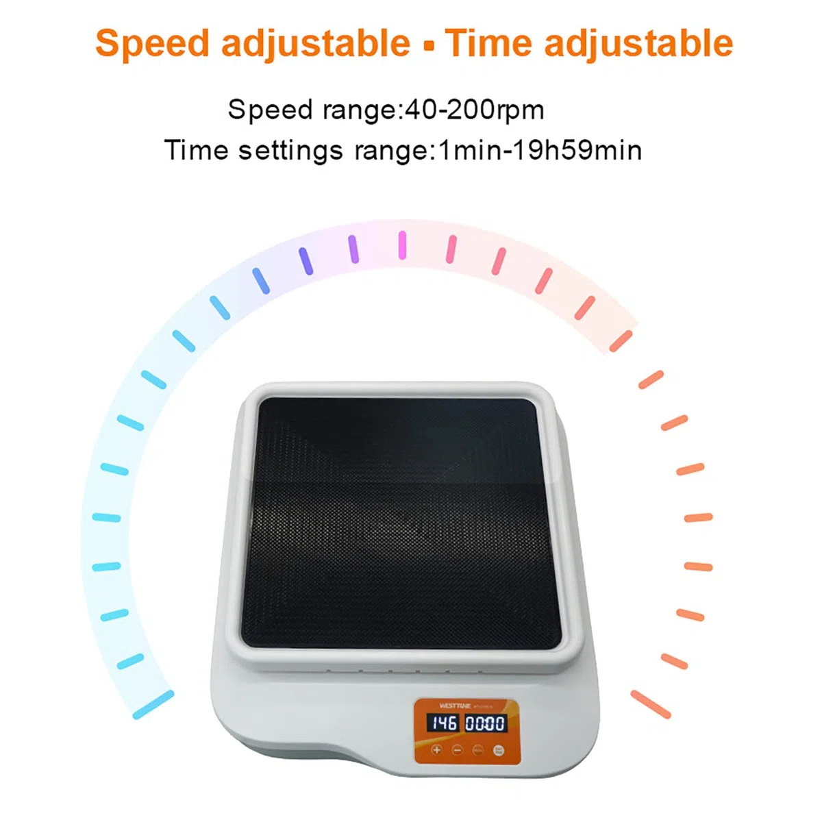 Lab Digital Orbital Shaker Mixer | 268x268mm Plate Size Adjustable Speed 40-200RPM Capacity 2KGS | Timed and Continuous Modes Rotator Shaker for Laboratory