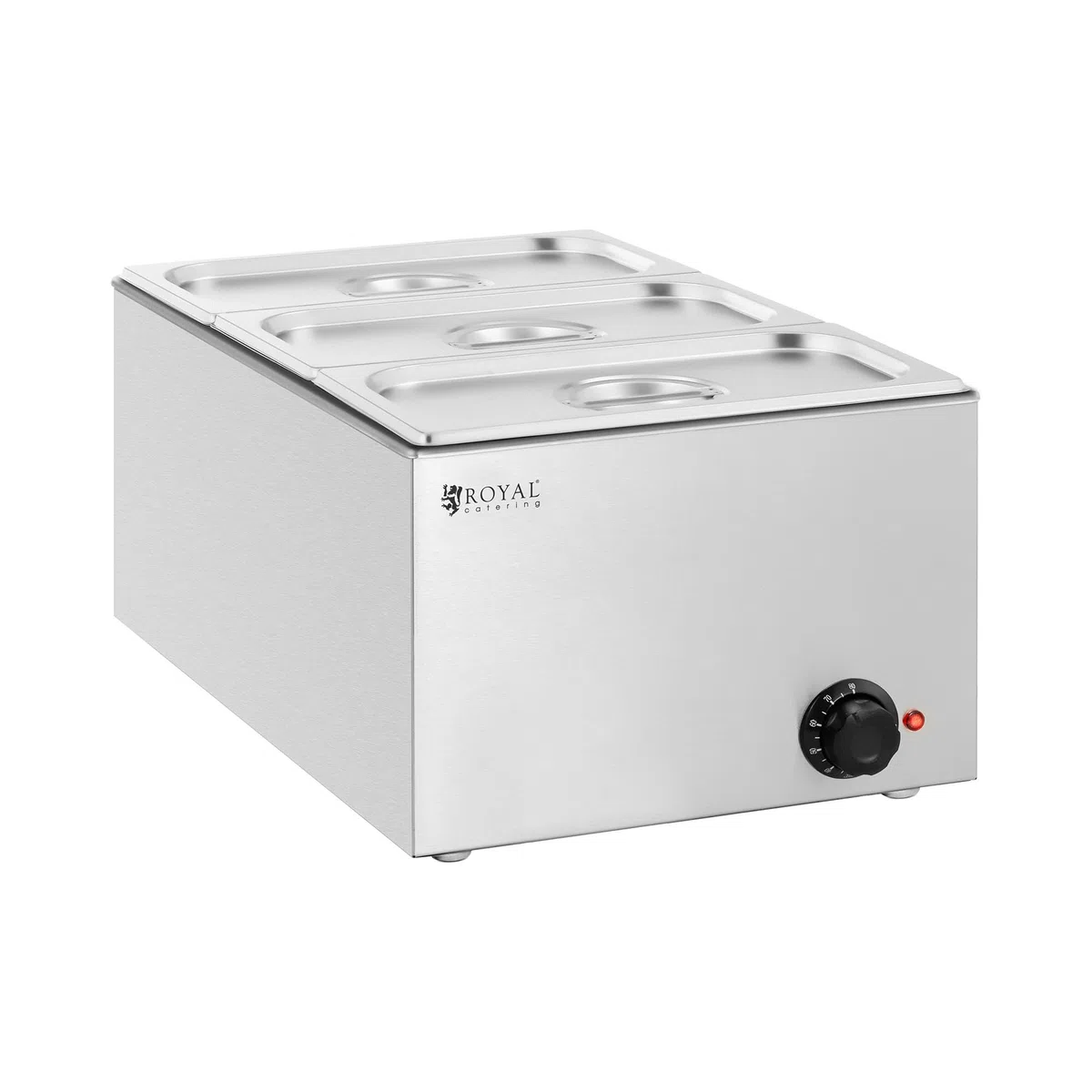 Royal Catering RCBM_GN1/3_1 - Baño maría profesional (640 W, 3 x GN 1/3 Bañera de agua (acero inoxidable)