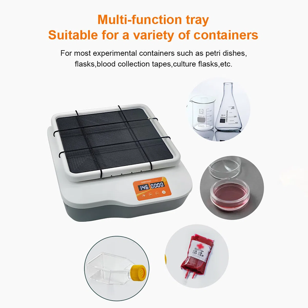 Lab Digital Orbital Shaker Mixer | 268x268mm Plate Size Adjustable Speed 40-200RPM Capacity 2KGS | Timed and Continuous Modes Rotator Shaker for Laboratory