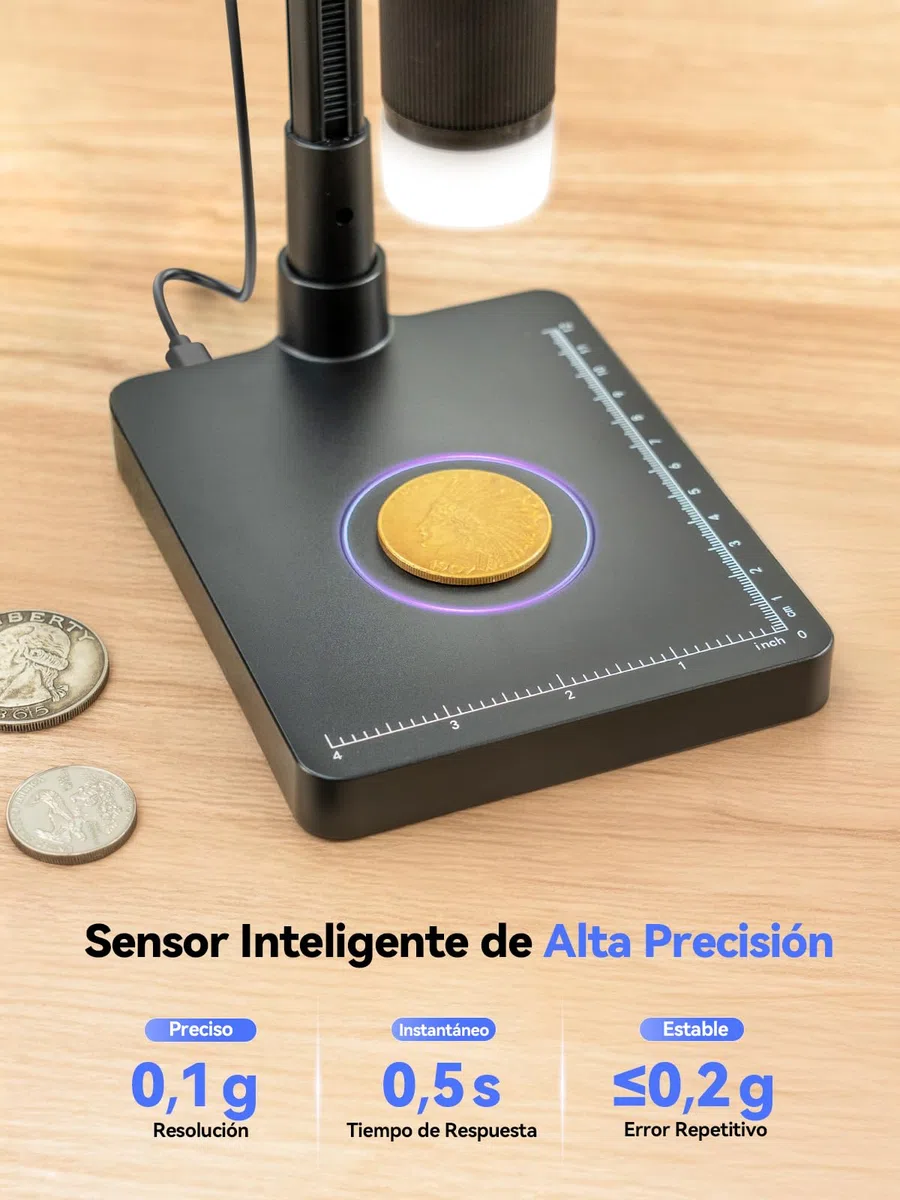 TOMLOV DM4W Microscopio Digital con Balanza: Microscopio de Monedas con 4,3" IPS Pantalla, Lupa para Monedas con Luz, Báscula Precisa para Coleccionistas, Joyeros, Compatible PC/Mac