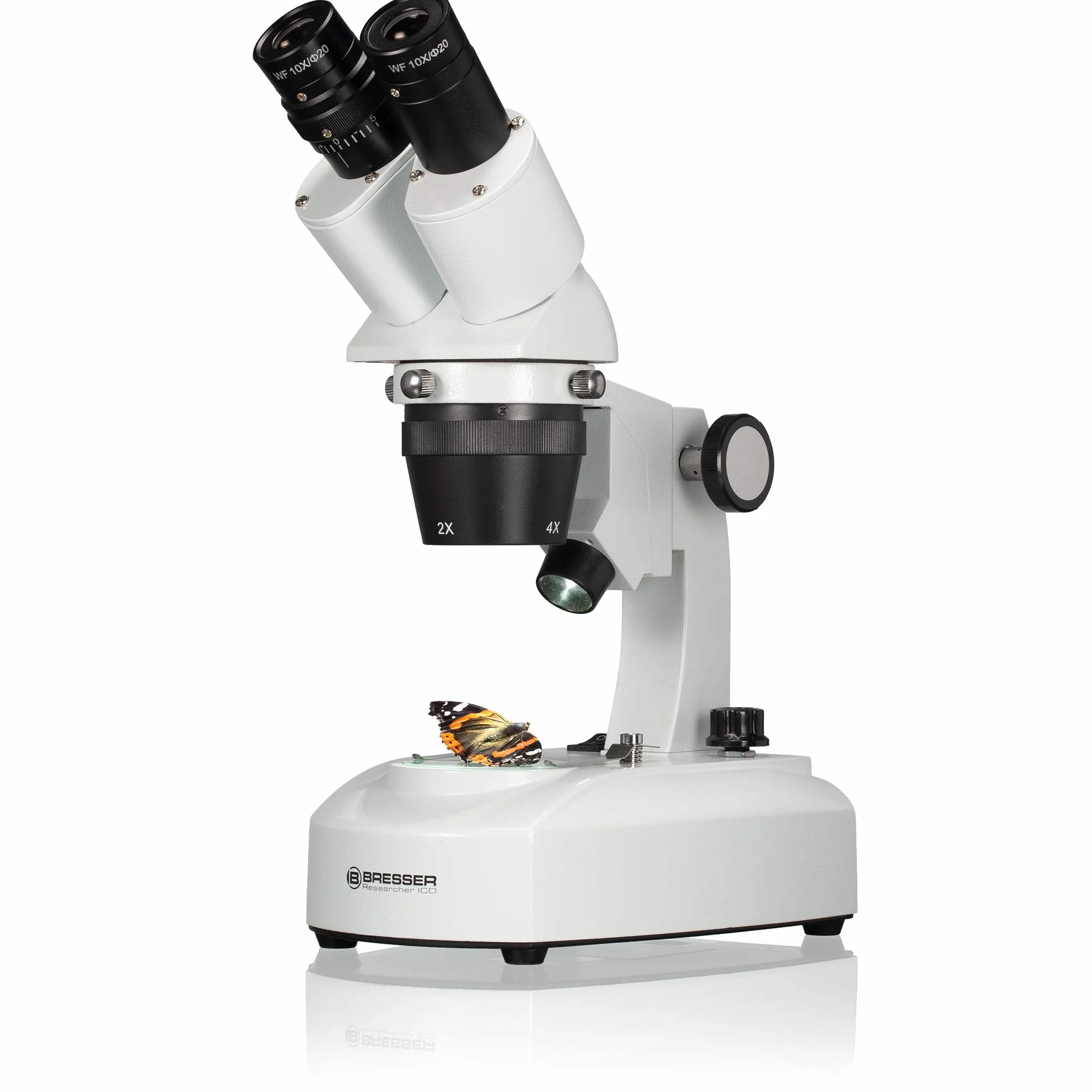 Bresser 5803100 Researcher ICD LED 20x-80x Microscopio, blanco