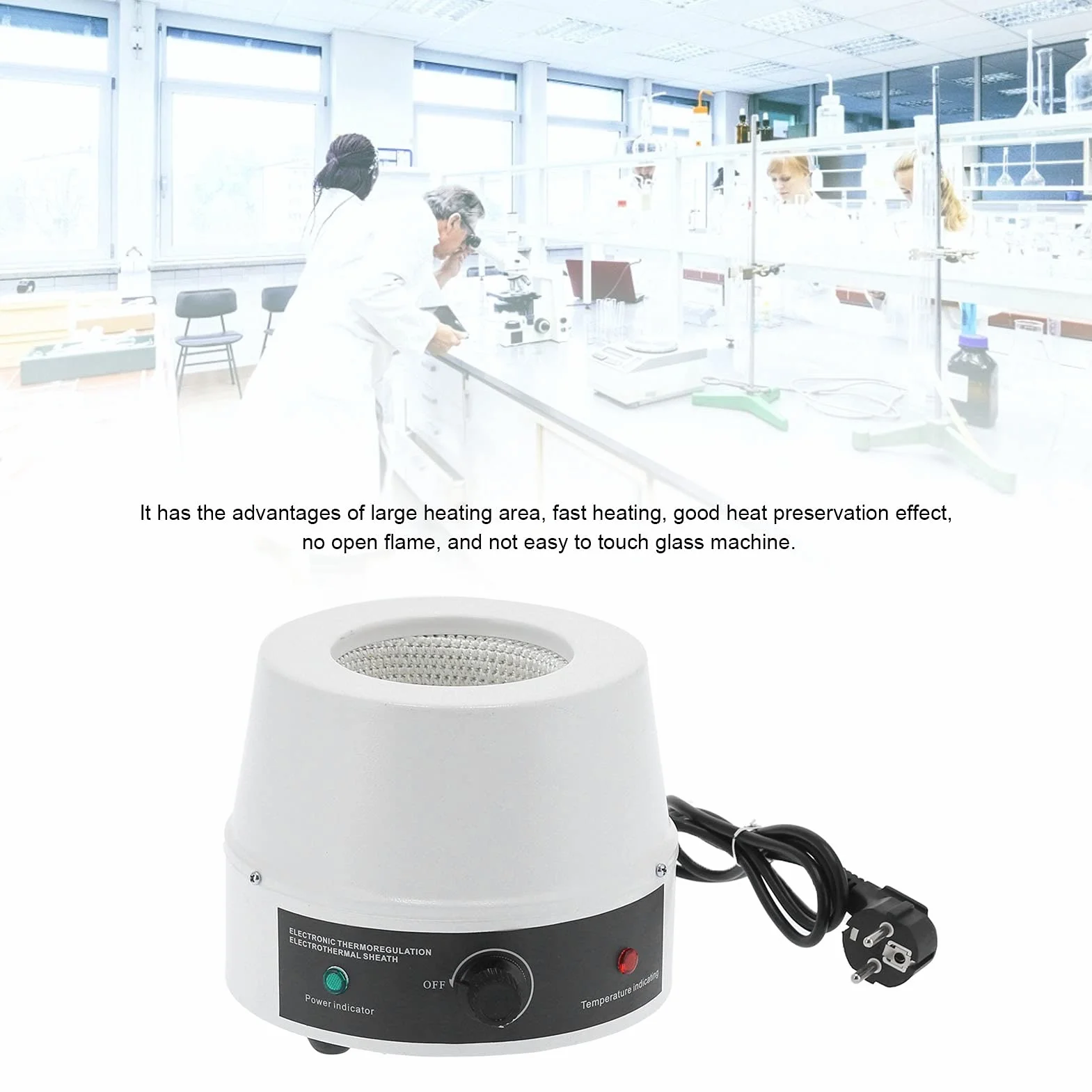 Tissting Manto Calefactor con Agitador Magnético, Termostato Ajustable Preciso Control Temperatura 250ml para Laboratorios Universitarios y Experimentos Científicos