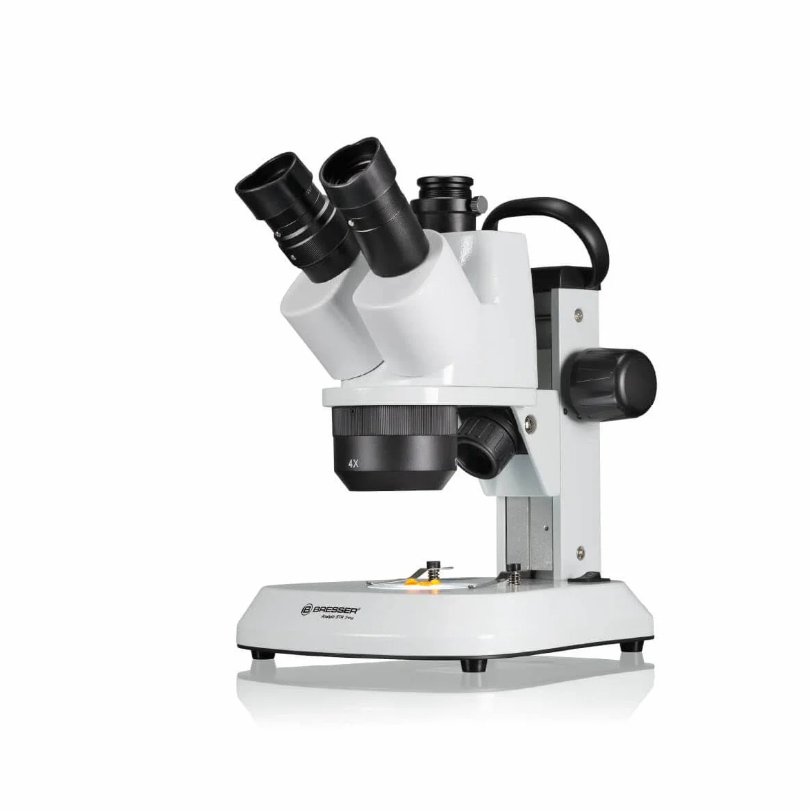Bresser Microscopio estereoscópico trinocular Analyth STR Trino 10x - 40x con luz LED Regulable separada y asa de Transporte para Uso móvil