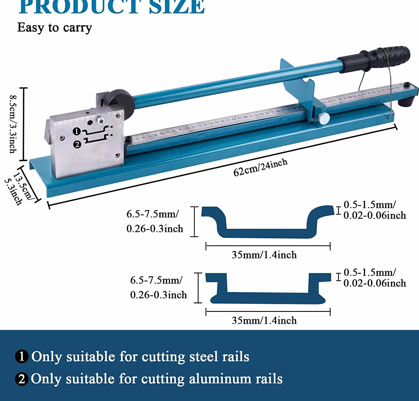 Herramienta Manual de Corte de Riel Din, Máquina Cortadora de Canaletas de Banco, Ranura Doble con Regla de 50 Cm, Cortadora Manual de Riel Guía para Cortar Aluminio Ranurado