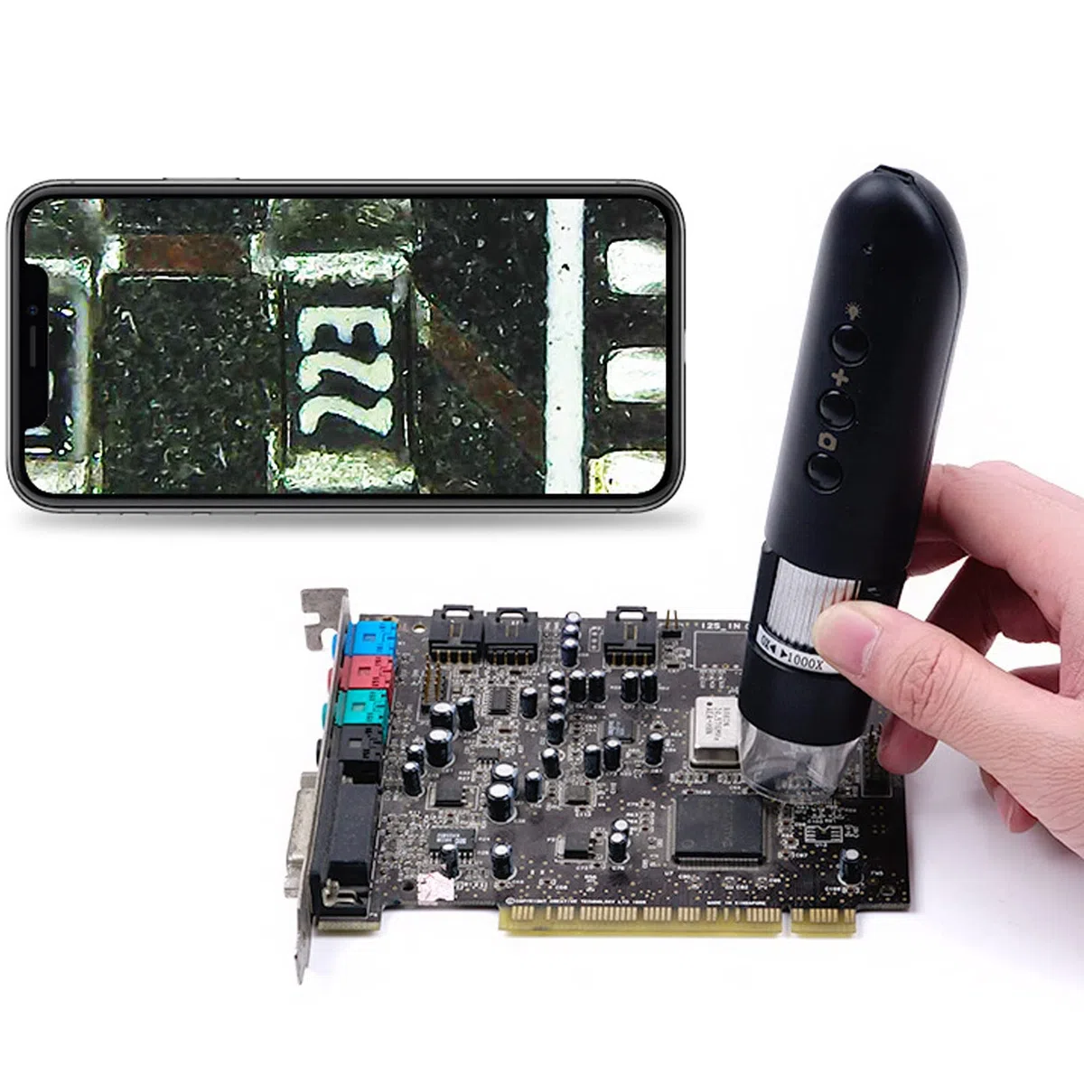 Detector de Vello de la Piel, Microscopio Digital Inalámbrico WiFi Analizador Folículos Pilosos el Diagnóstico de la Piel, Detector Manual de Vello del Cuero Cabelludo, Microscopio Belleza de 800X