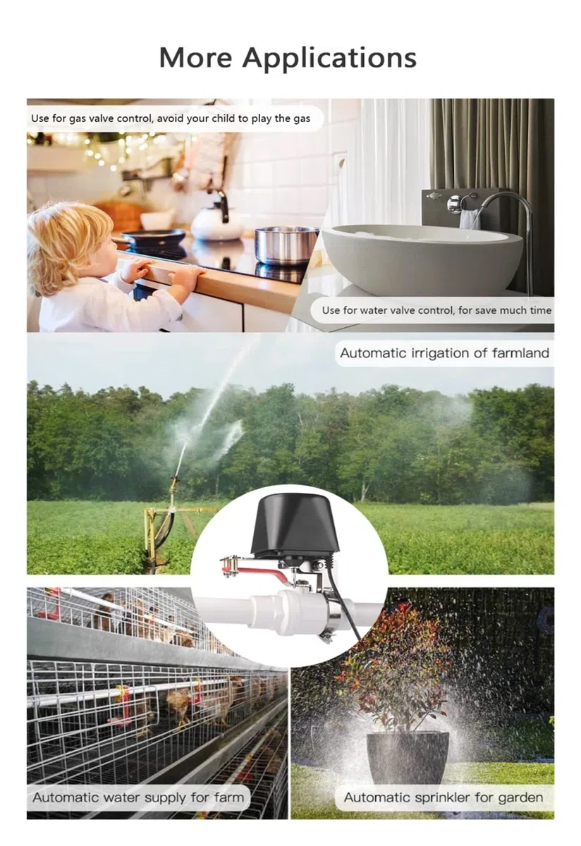 Válvula de agua inteligente Zigbee Smart Faucet interruptor de válvula de agua/Gas controlador inalámbrico Pipe Robot APP Control remoto compatible con Control inalámbrico inteligente Ambientes humani