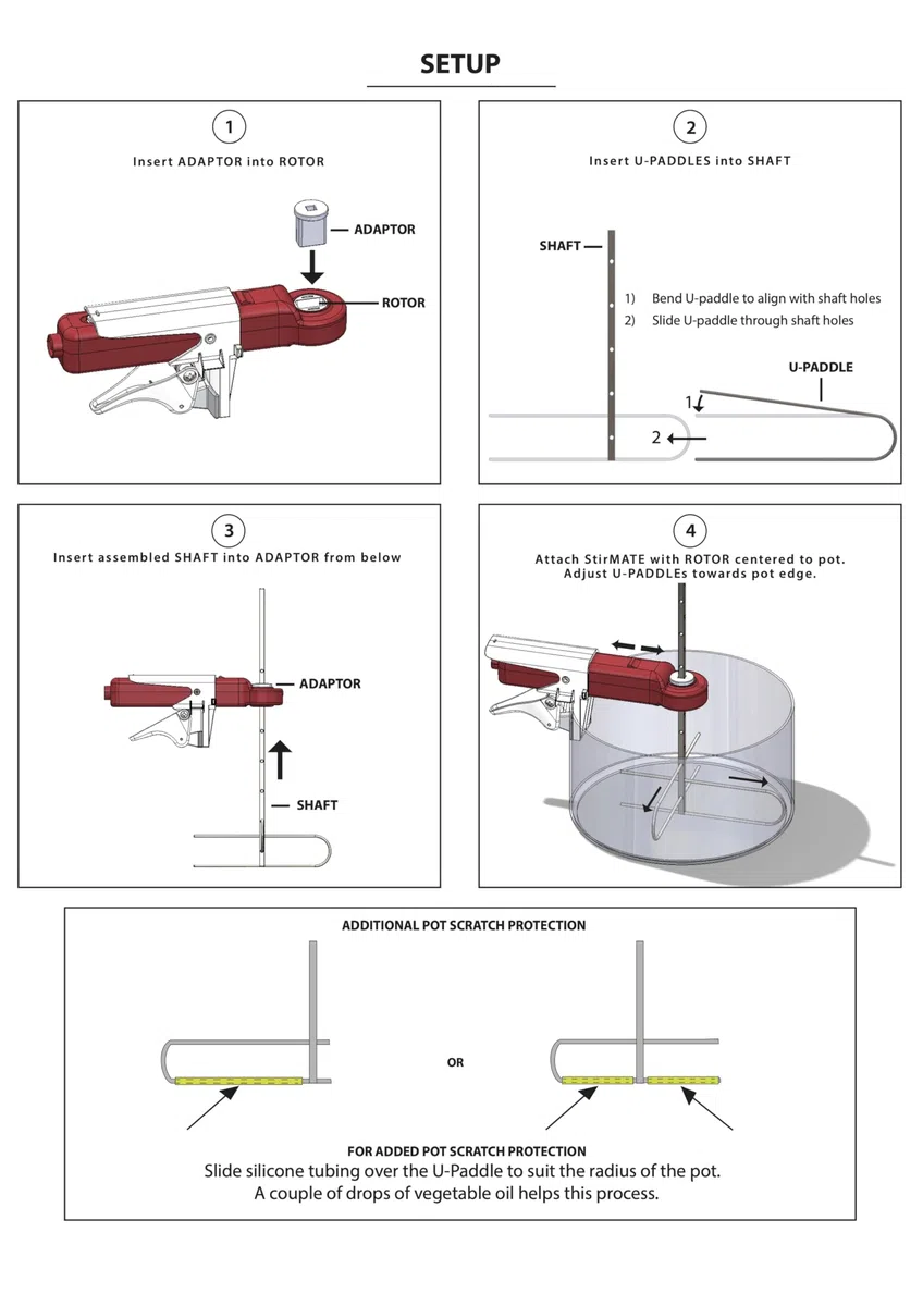 StirMATE Accesorio agitador de acero inoxidable OMNI-XL para macetas de hasta 5 galones.