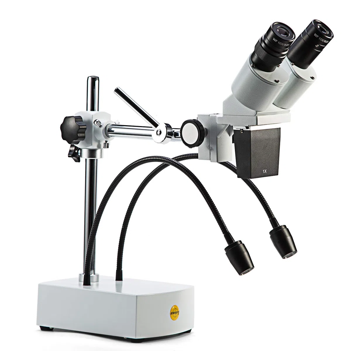 SWIFT S41-20 Microscopio estéreo profesional binocular Aumento 10X-20X con oculares 10X y 20X, 2 LED flexibles, brazo giratorio y cámara