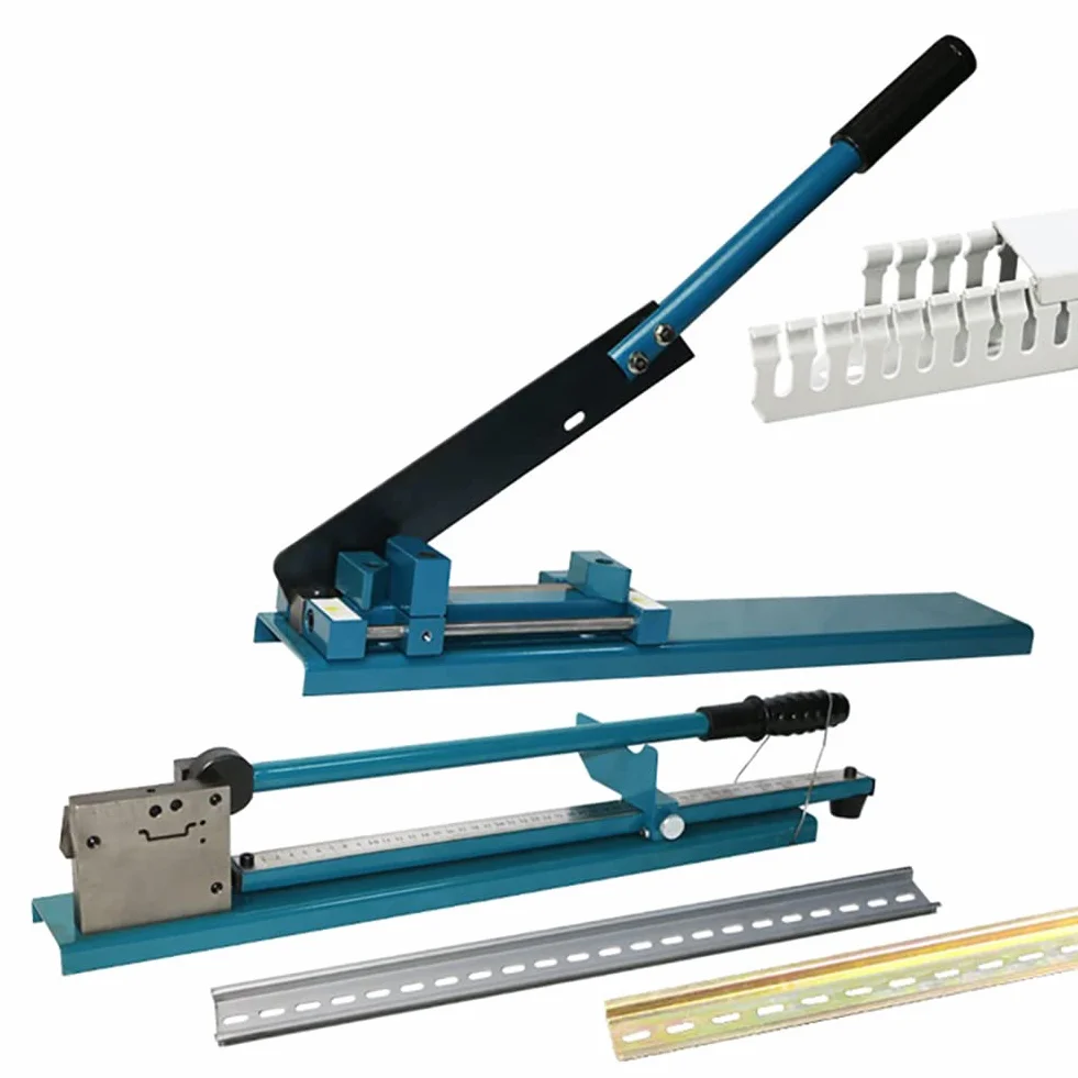 Herramienta Manual de Corte de Riel Din, Máquina Cortadora de Canaletas de Banco, Ranura Doble con Regla de 50 Cm, Cortadora Manual de Riel Guía para Cortar Aluminio Ranurado