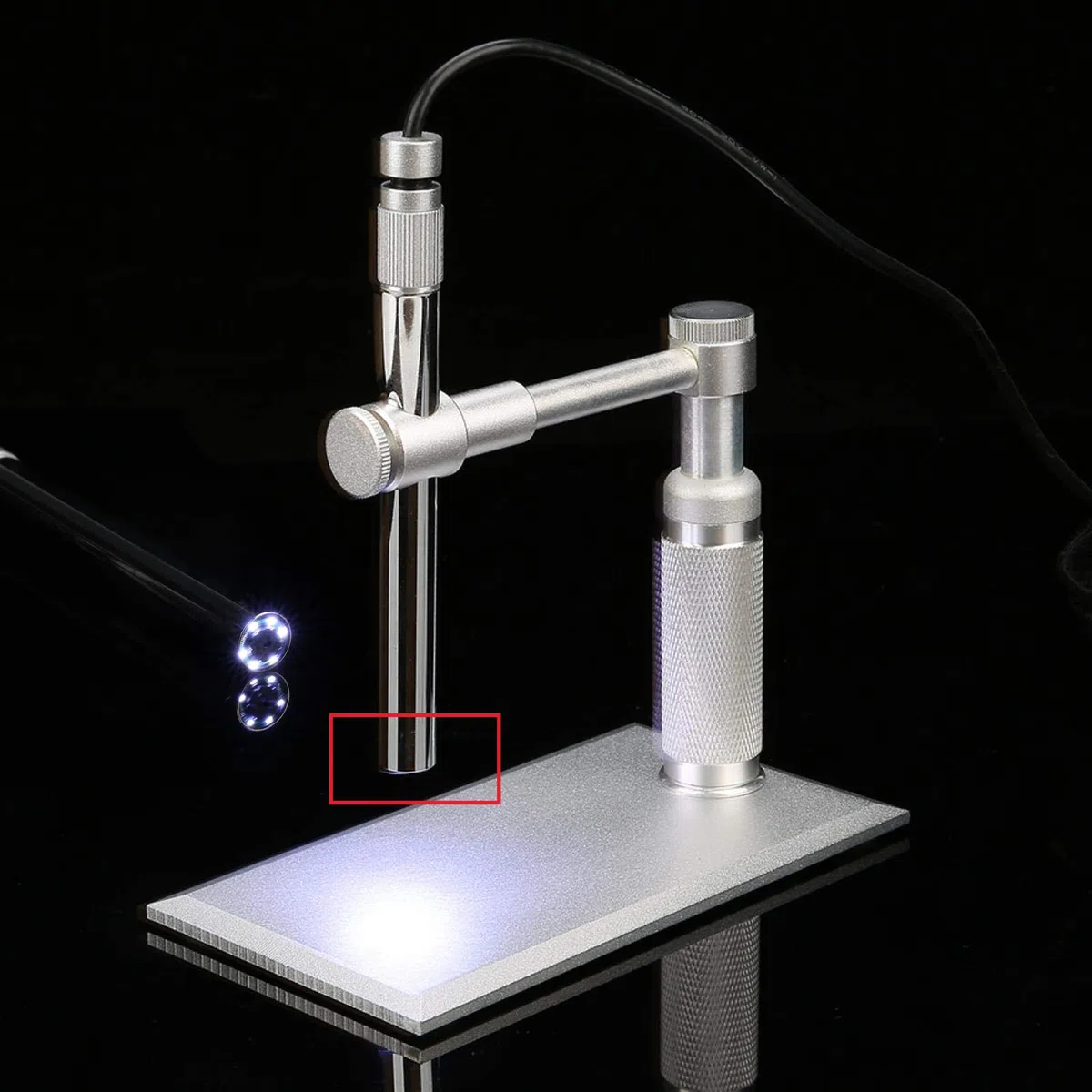 Microscopio digital, Lápiz metálico, USB Microscopio, Endoscopio, Conector USB, Microscopio digital USB, Lupa, Soporte para cámara, Cámara web, Lupa, PC Mac Compatible LED Light Metal Stand