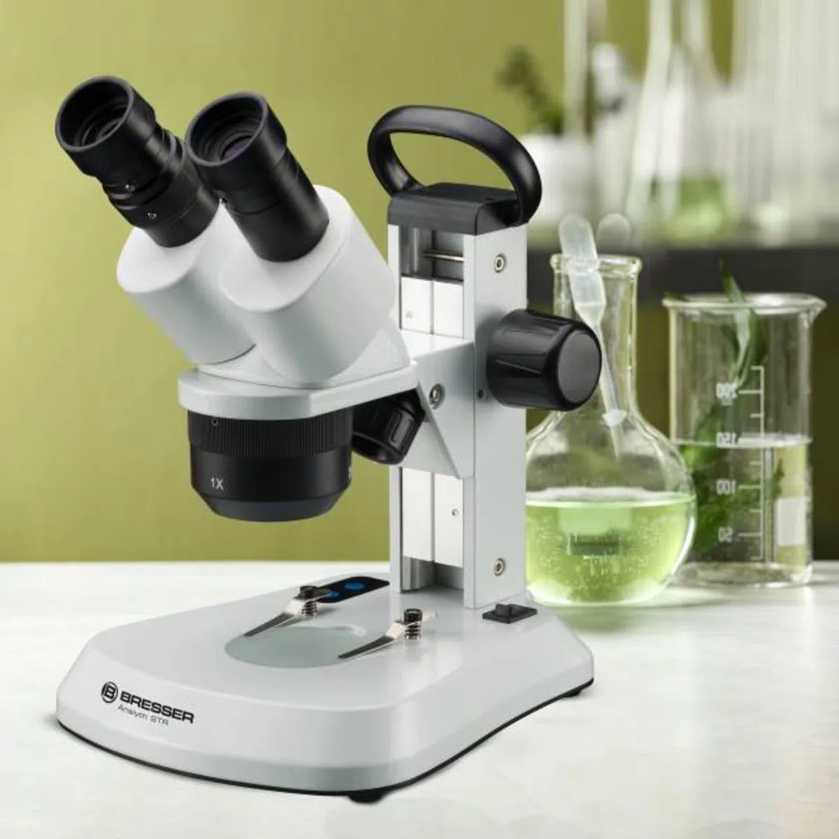 Bresser Microscopio Analyth STR 10x – 40x estéreo, luz difuminada y transmitida, microscopio, Color Negro