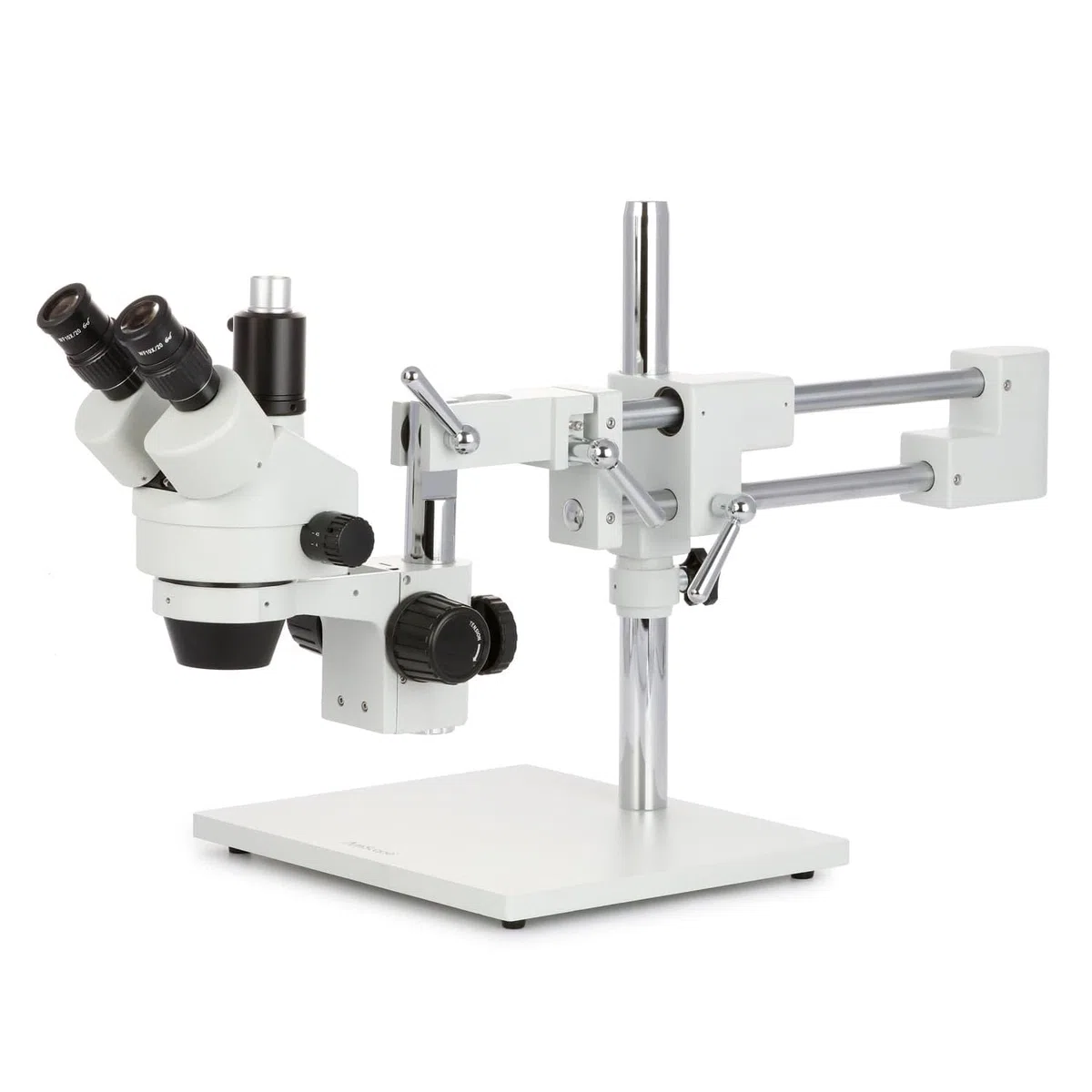 AmScope Microscopio simul-focal estéreo con soporte de brazo doble, zoom 7X-45X