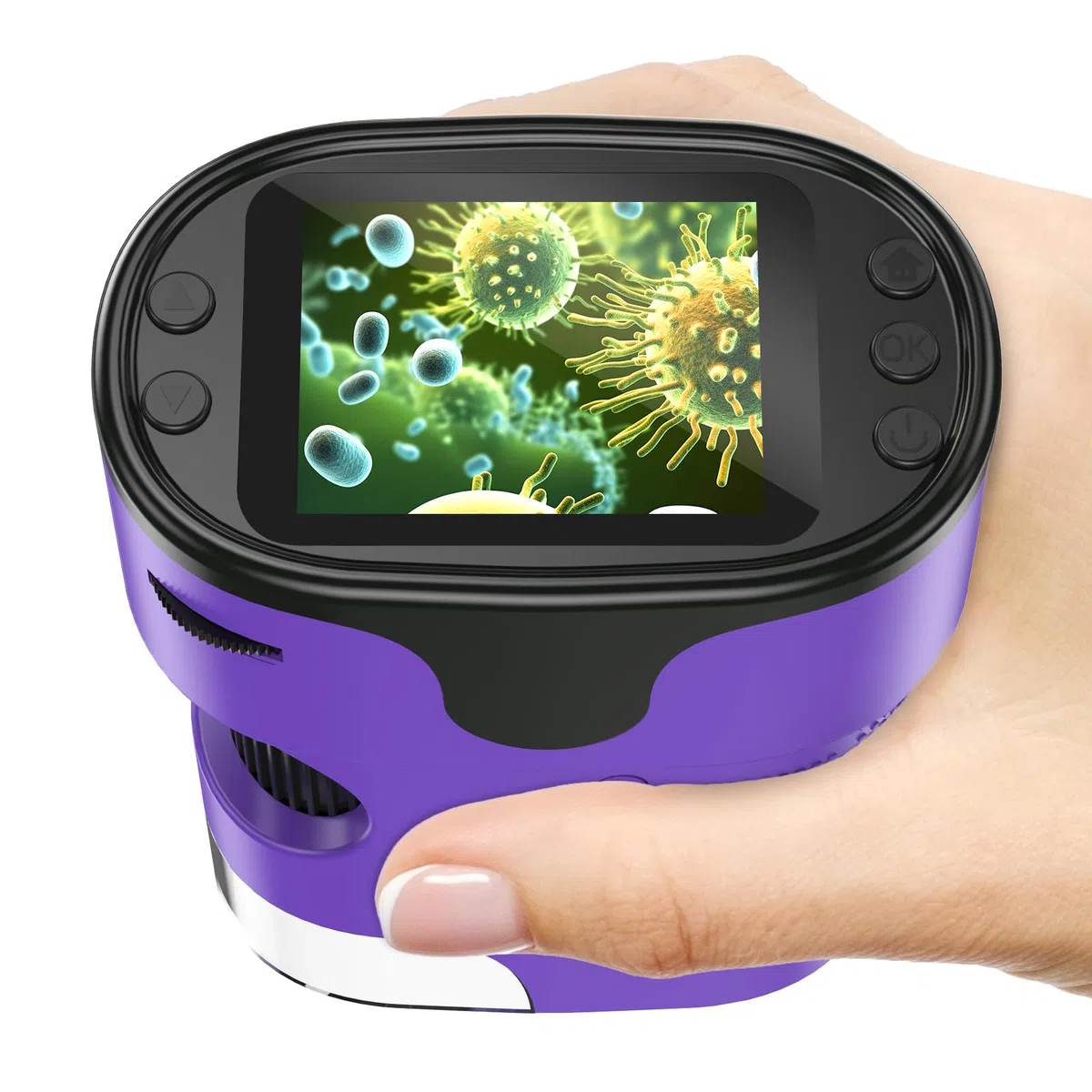 Microscopio de Mano 1000X para niños, 4K, Pantalla de 2 Pulgadas, Recargable, Mini microscopios Digitales de Bolsillo con Kit de Diapositivas, Regalo Edu portátil, para niños y Estudiantes