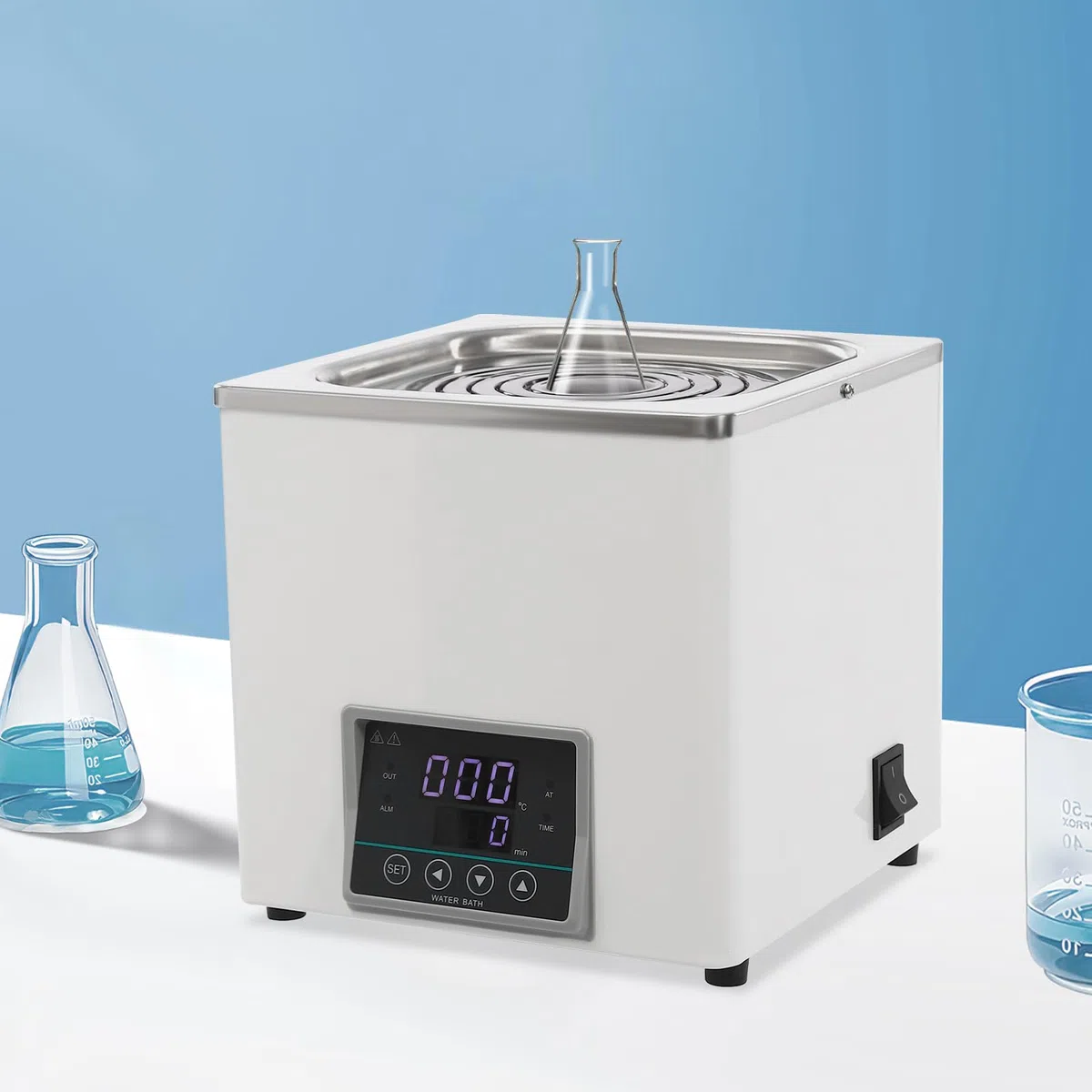 Calefactor de baño maría, regulador de temperatura, recipiente de acero inoxidable, placa de calentamiento al baño maría, capacidad 3 l, 220 V, 300 W, para experimentos químicos