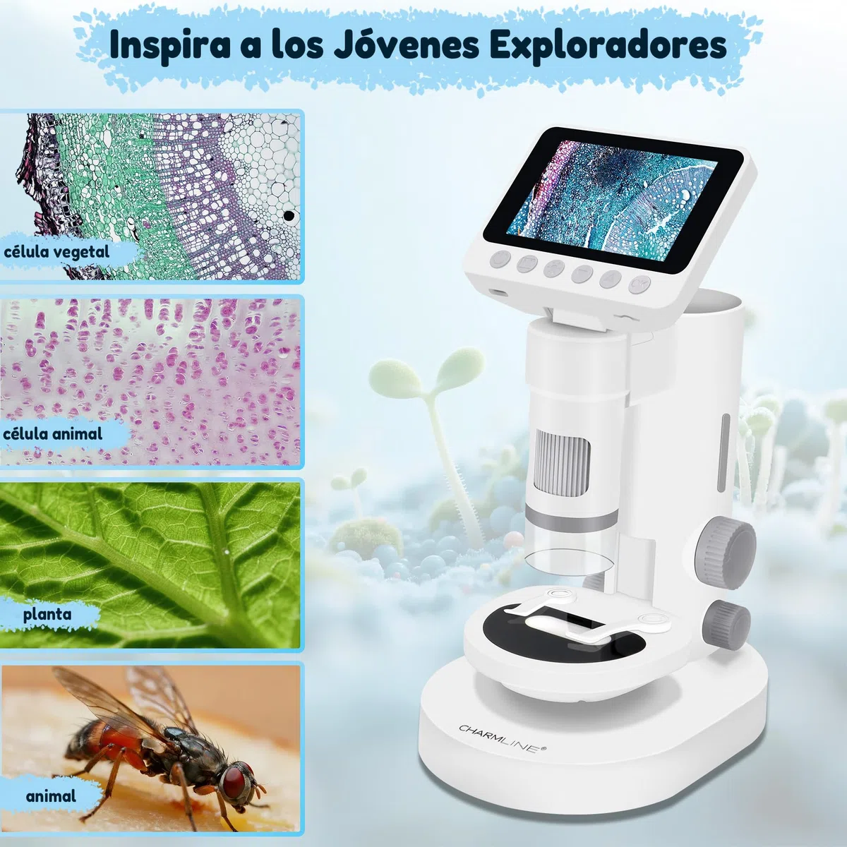 Microscopio para Niños, Principiantes y Adultos,Microscopio Infantil Portátil Que Puede Hacer Fotos y Vídeos,Experimentos para Niños a Partir de 6 Años,Regalo Infantil Ideal,con Tarjeta SD